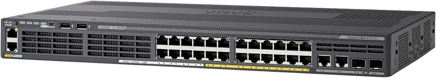 Cisco WS-C2960X-24PS-L Catalyst 2960X 24-Port PoE Ethernet Network Switch (Renewed)