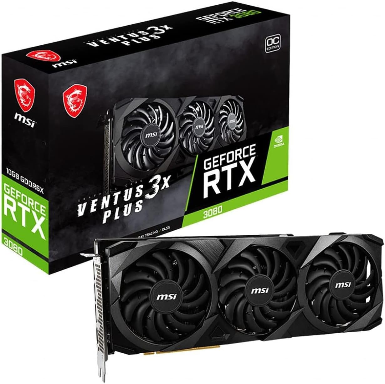 MSI RTX 3080 Ventus 3X Plus 10G OC LHR Graphics Card Black