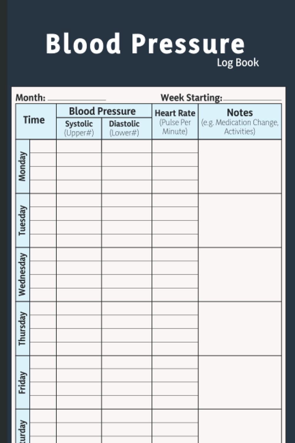 Blood Pressure Log Book: Simple Daily Blood Pressure Log | Record & Monitor Blood Pressure at Home | 110 Pages (6″ x 9″ Inches)