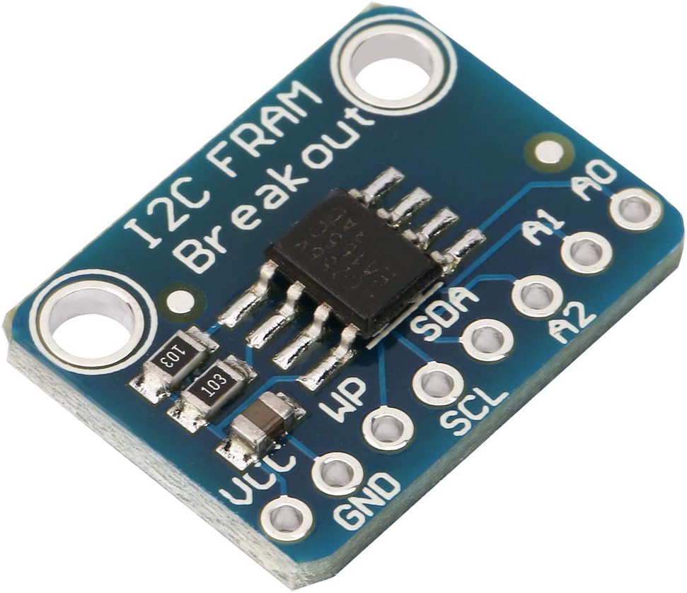 MB85RC256V Memory, 8KB FRAM Breakout Board, Clock up to 20 MHz, Non Volatile Memory for Low Power Data Logger, Instantaneous ReadorWrite, Room Temperature Protects Memory for 95