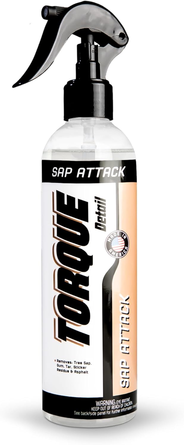 Torque Detail Sap Attack 8oz – Removes Tree Sap, Tar, Gum, Sticker Residue & Asphalt – Sap, Tar, Adhesive, Sticker Remover For Cars