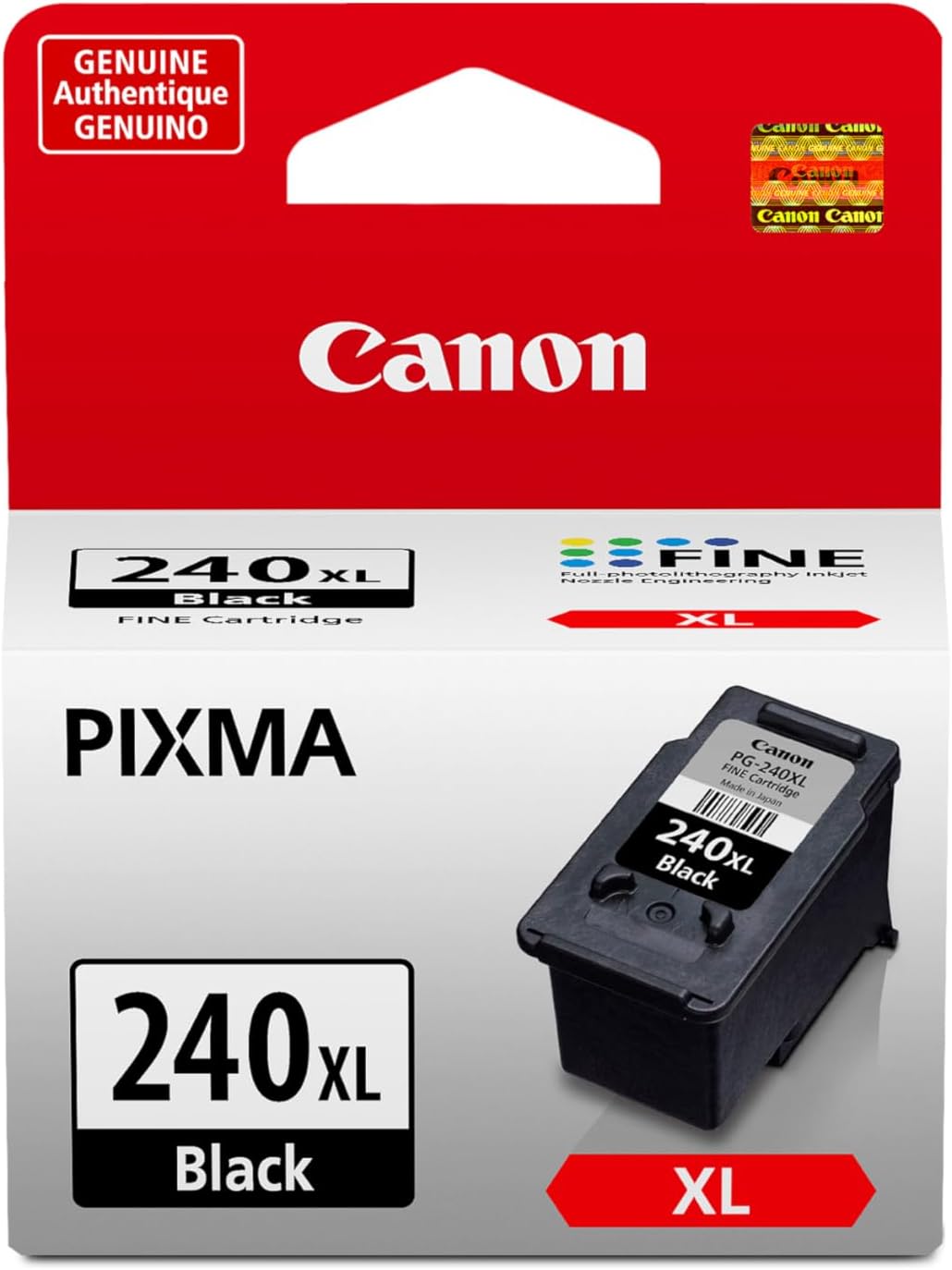 Canon PG-240 XL Genuine Black Ink Cartridge, Compatible with MG2120/3120/4120, MX512/432/472/372/392/522/532/452, MG2220/3220/4220/3520/3620, TS5120