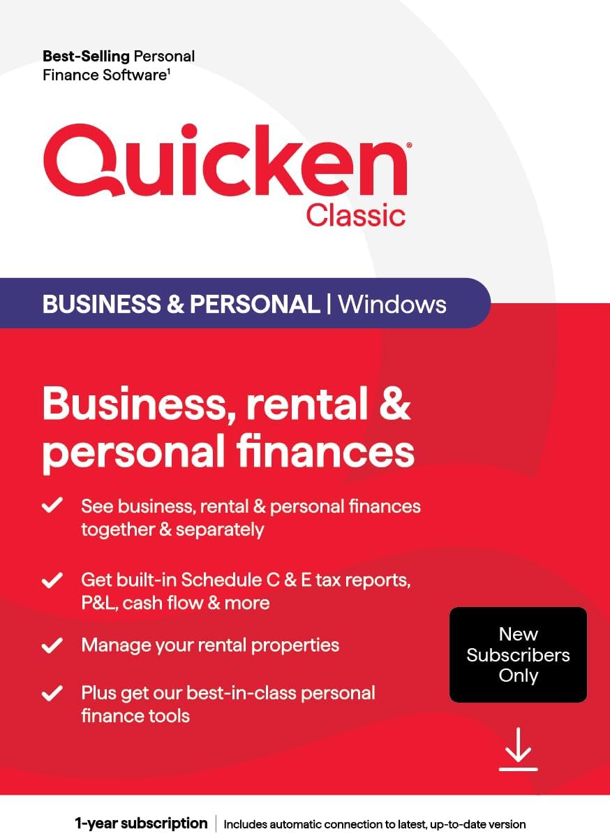 QUICKEN CLASSIC BUSINESS & PERSONAL FOR NEW SUBSCRIBERS| 1 Year [PC Online code]