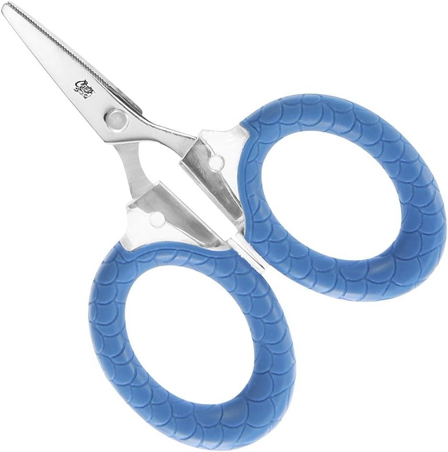 CUDA 3″ Micro Scissors Durable Fishing Braid, Mono & Fluorocarbon Cutter for Saltwater & Freshwater with Dual Serrated Blades & Oversized Non-Slip Comfort Bows