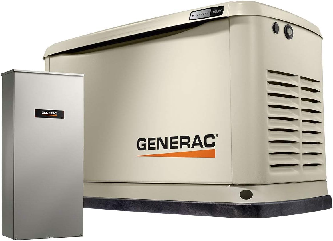 Generac 7172 10kW Air Cooled Guardian Series Home Standby Generator with 100-Amp Transfer Switch – Comprehensive Protection – Smart Controls – Versatile Power – Wi-Fi Connectivity – Real-Time Updates