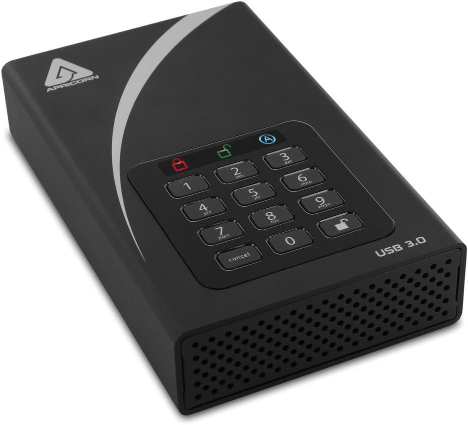 Apricorn 8TB Aegis Padlock DT 256-Bit Encryption USB 3 Hard Drive (ADT-3PL256-8000)