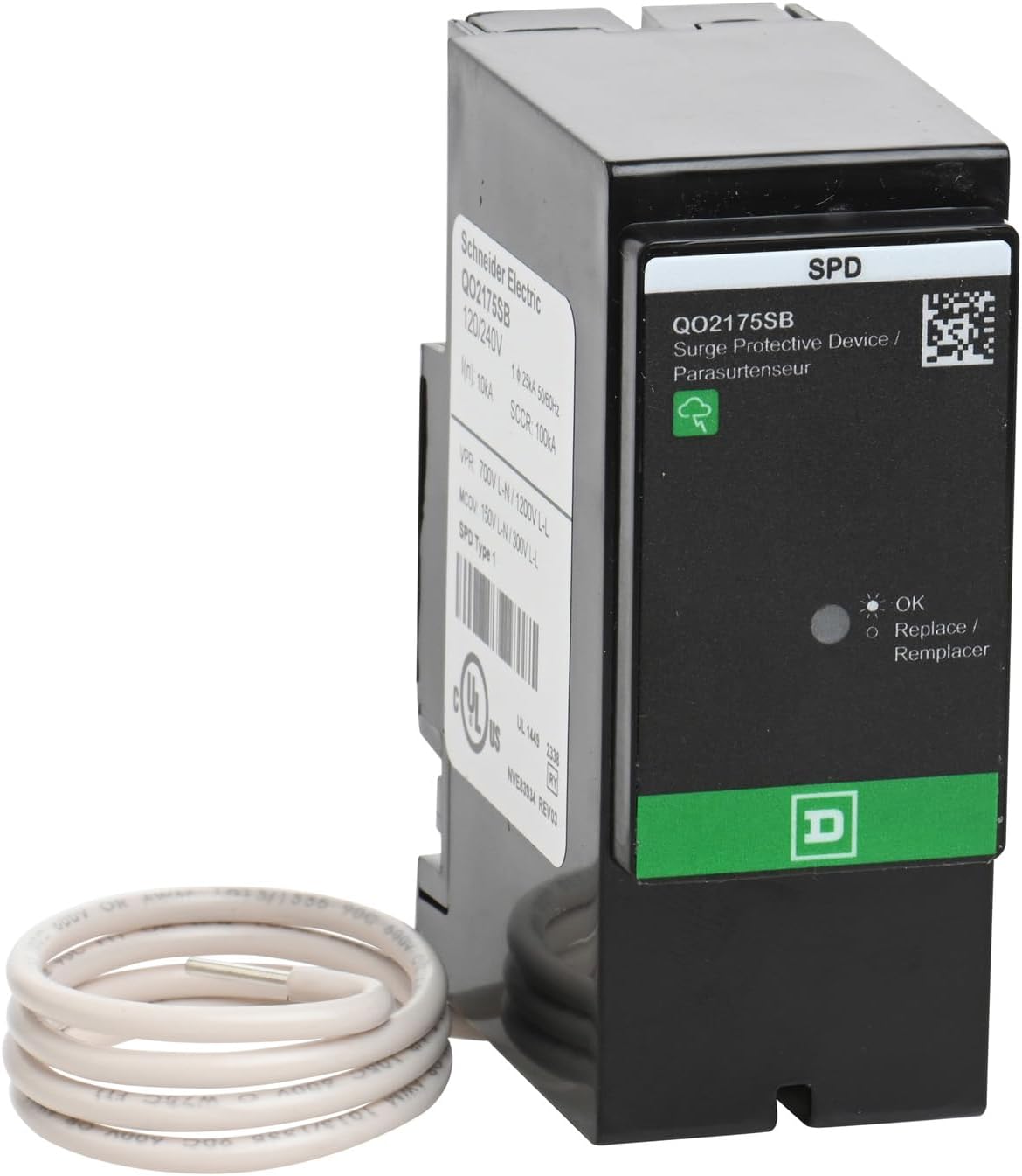 Square D by Schneider Electric QO2175SB QO SurgeBreaker, Surge Protection Device, 25kA, 120/240V, 1-Phase, 3-Wire