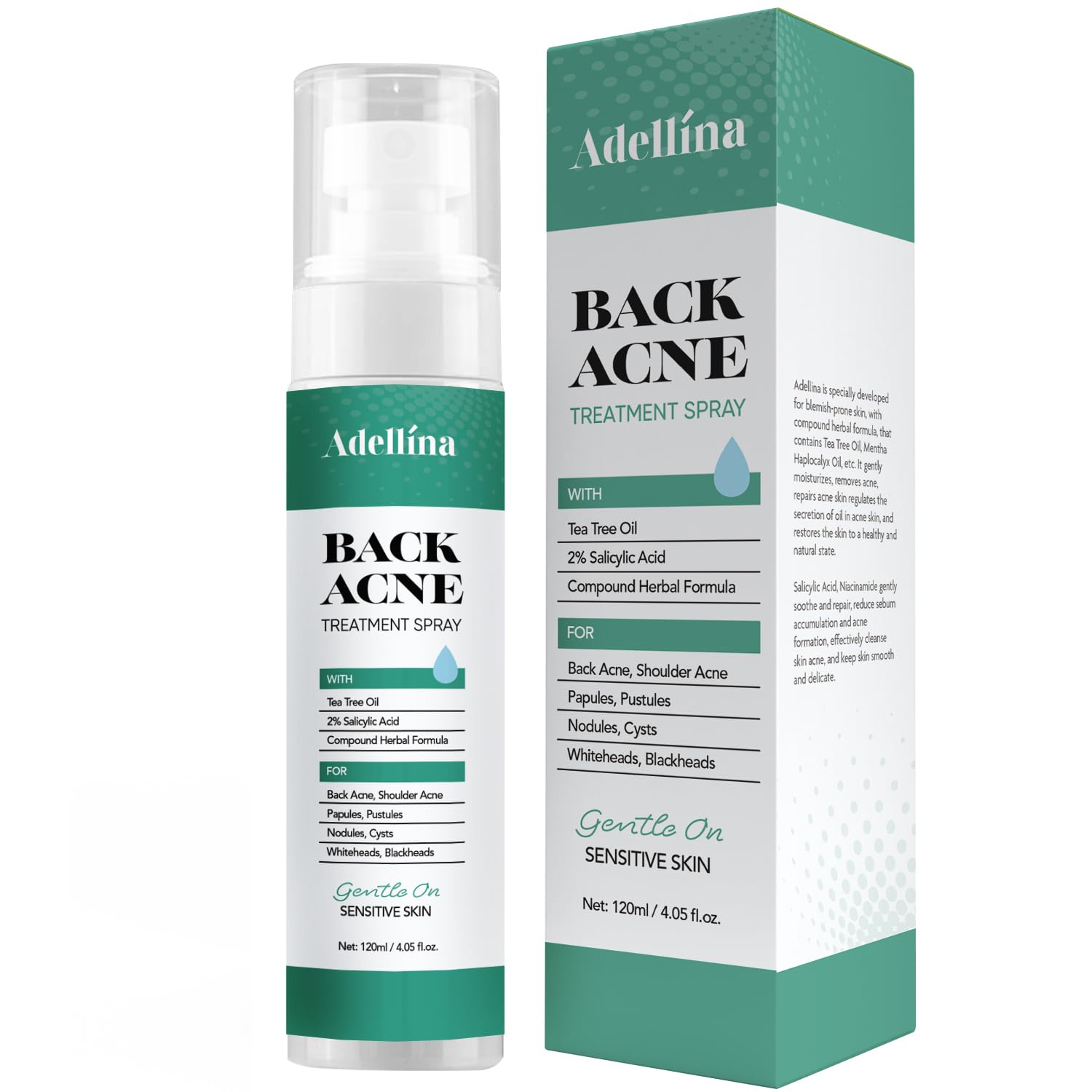 Back Acne Treatment Spray, Back Acne Spray, Body Acne Treatment Salicylic Acid Spray, Body Acne Spray, Proactive Acne Treatment with Tea Tree Oil plus Niacinamide, 4 oz