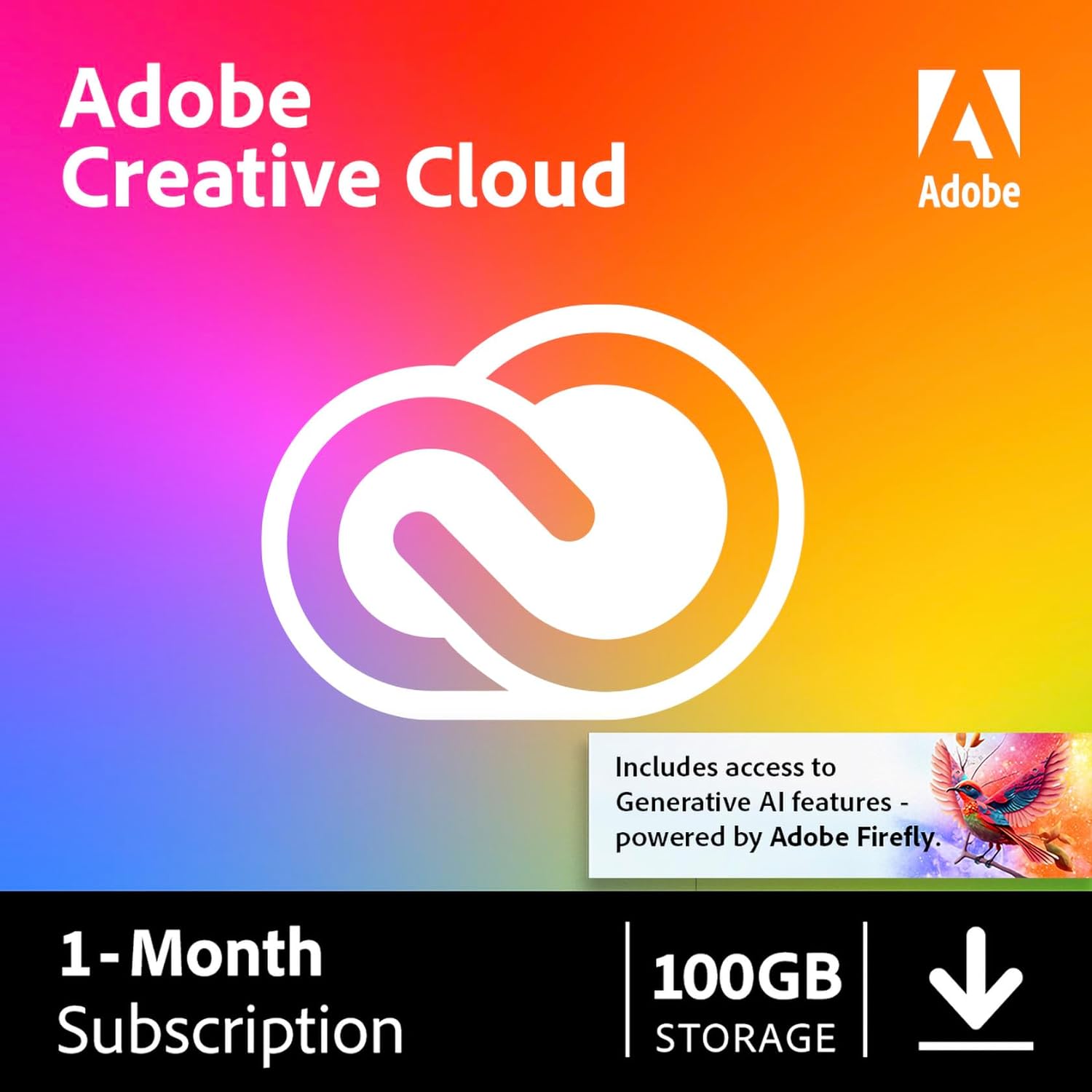 Adobe Creative Cloud | 20+ creative apps Plus 100GB Storage | 1-Month Subscription with Auto-Renewal, PC/Mac