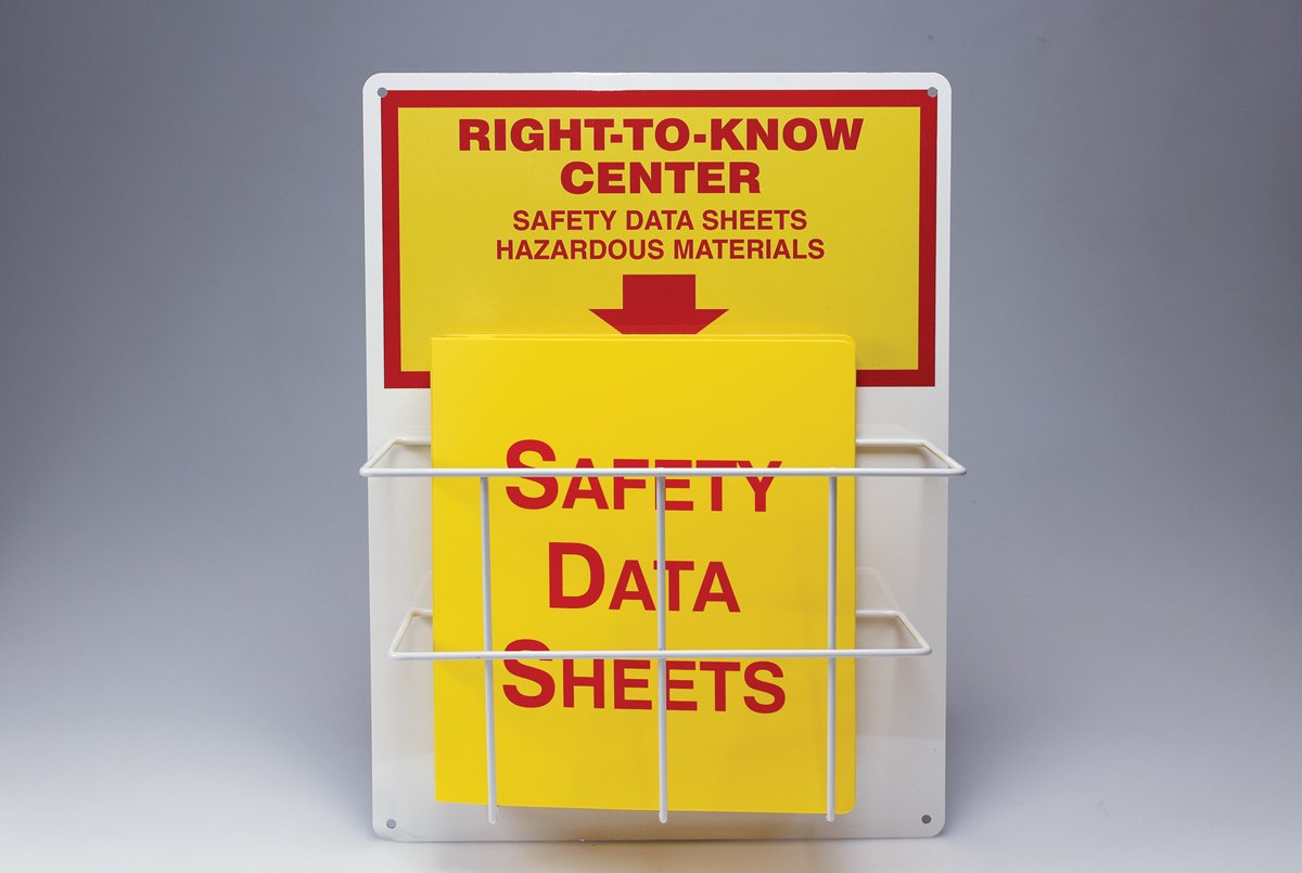 Accuform Signs ZRS326 Right-to-Know Center, 20″ Length x 15″ Width x 0.063″ Thick Aluminum Board with Coated Wire Basket, 1-1/2″ Safety Data Sheets 3-Ring Binder Included