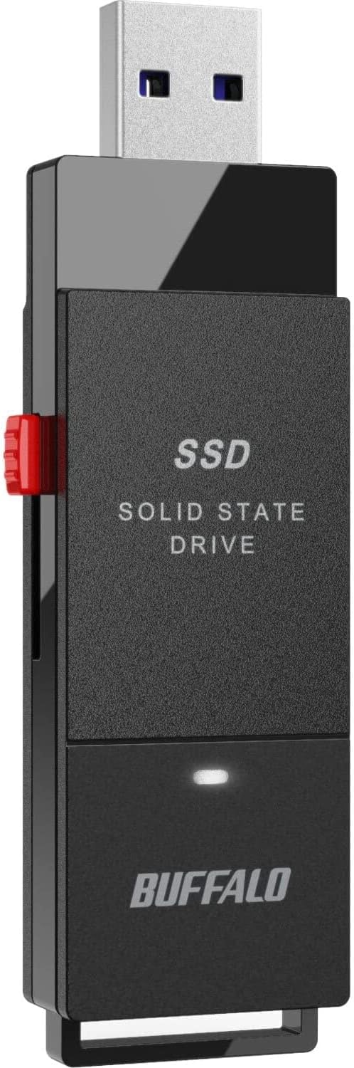 BUFFALO External SSD 500GB – Up to 600MB/s – USB-C – USB-A – USB 3.2 Gen 2 (Compatible with PS4 / PS5 / Windows/Mac) – External Solid State Drive Stick – ‎‎‎SSD-PUT500U3B