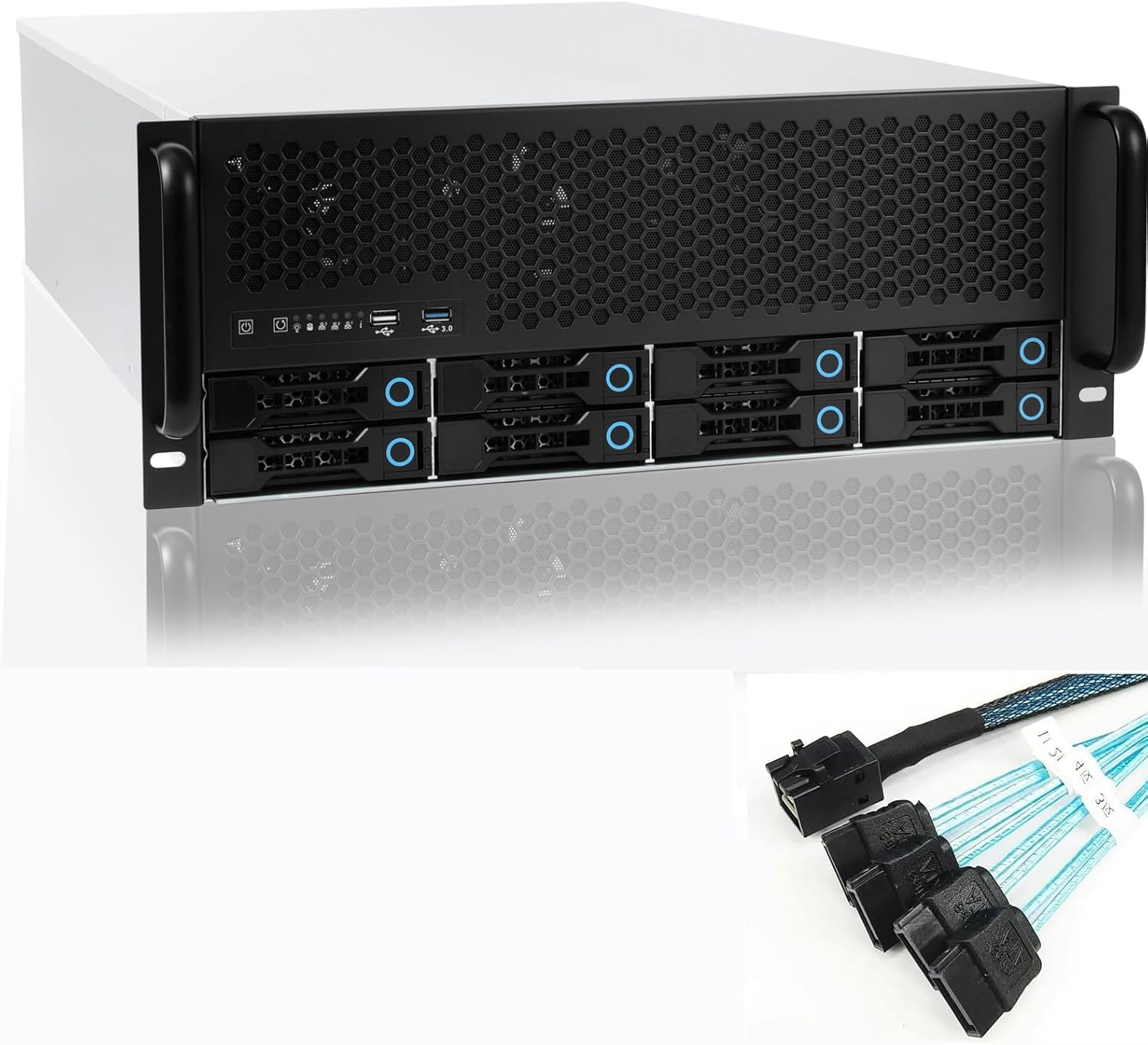 RackChoice 4U Rackmount Server Chassis – 8-Bay 12Gbps Hot-Swappable SATA/SAS, EATX/ATX Compatible, Alloy Steel, Black, Ideal for Data Centers & SMBs