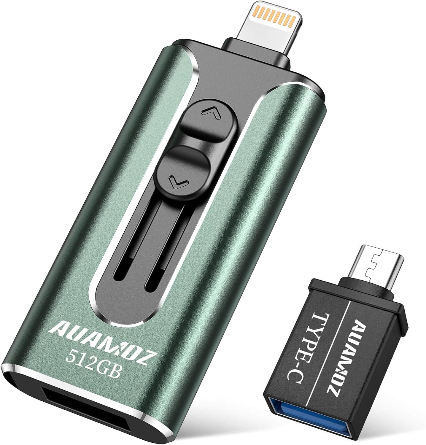 512GB Photo Stick USB Memory Phone Flash Drive, AUAMOZ External Memory Thumb Storage for Photo and Video Backup, Compatible with iPhone iPad Android PC (Dark Green)