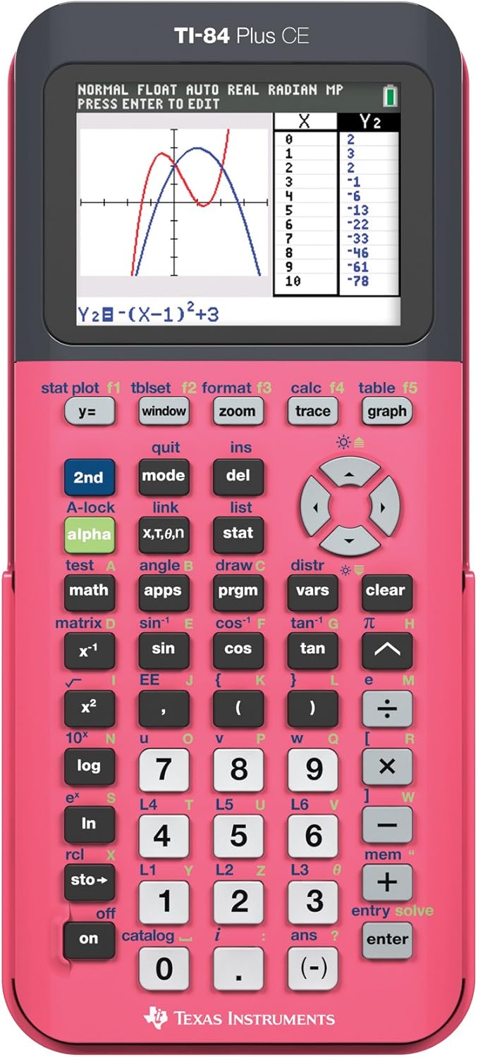 Texas Instruments TI-84 Plus CE Color Graphing Calculator, Coral