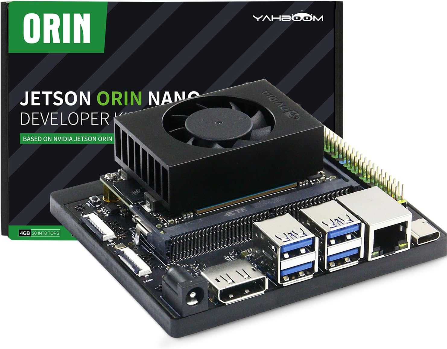 Yahboom Jetson Orin Nano 4GB Artificial Intelligence Computer Field Starter Development Kit with Acrylic Case ROS Programming (Orin Nano 4GB SUB Basis Kit)