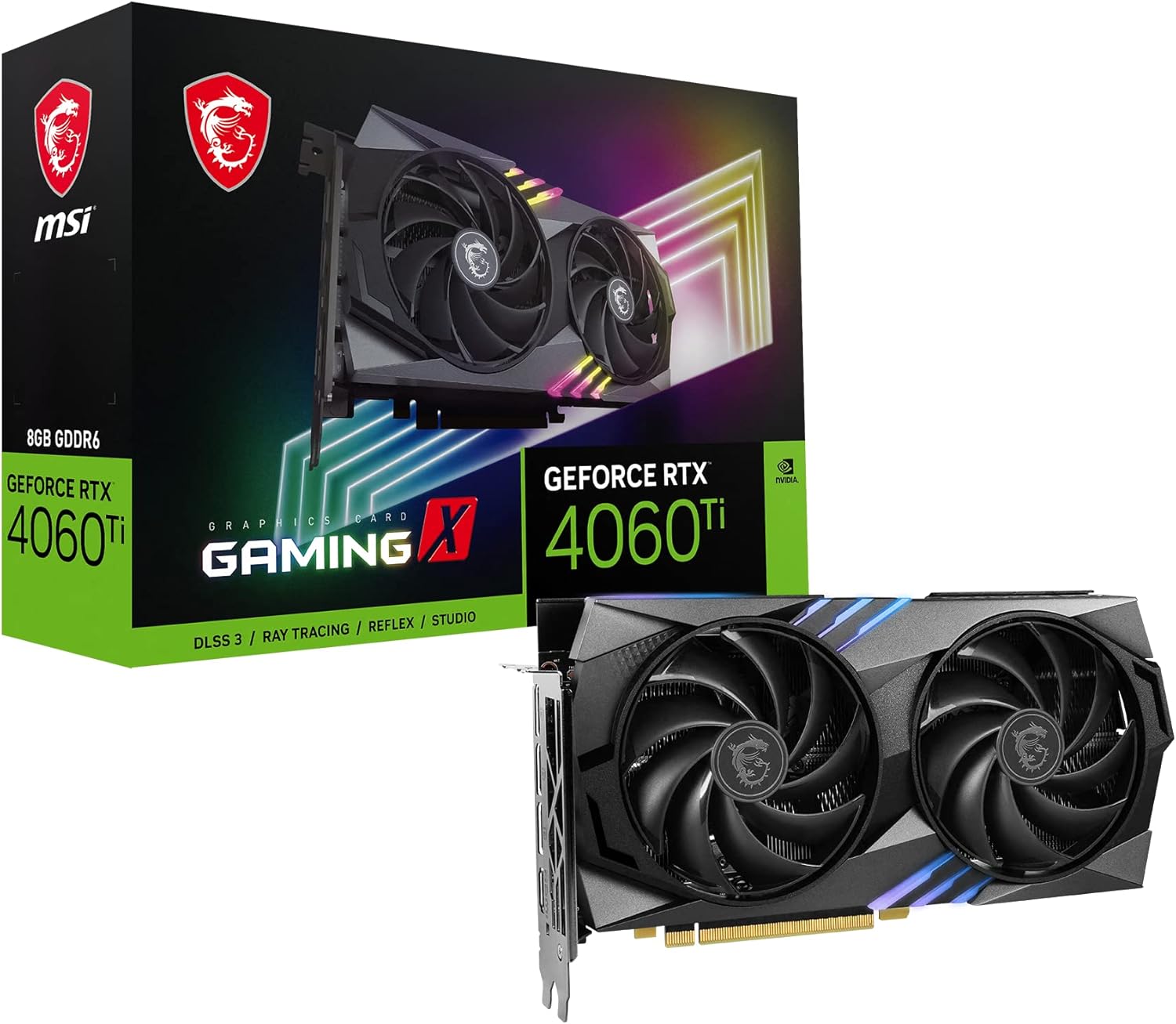 MSI Gaming GeForce RTX 4060 Ti 8GB GDRR6 Extreme Clock: 2655 MHz 128-Bit HDMI/DP Nvlink TORX Fan 4.0 Ada Lovelace Architecture Graphics Card (RTX 4060 Ti Gaming X 8G)