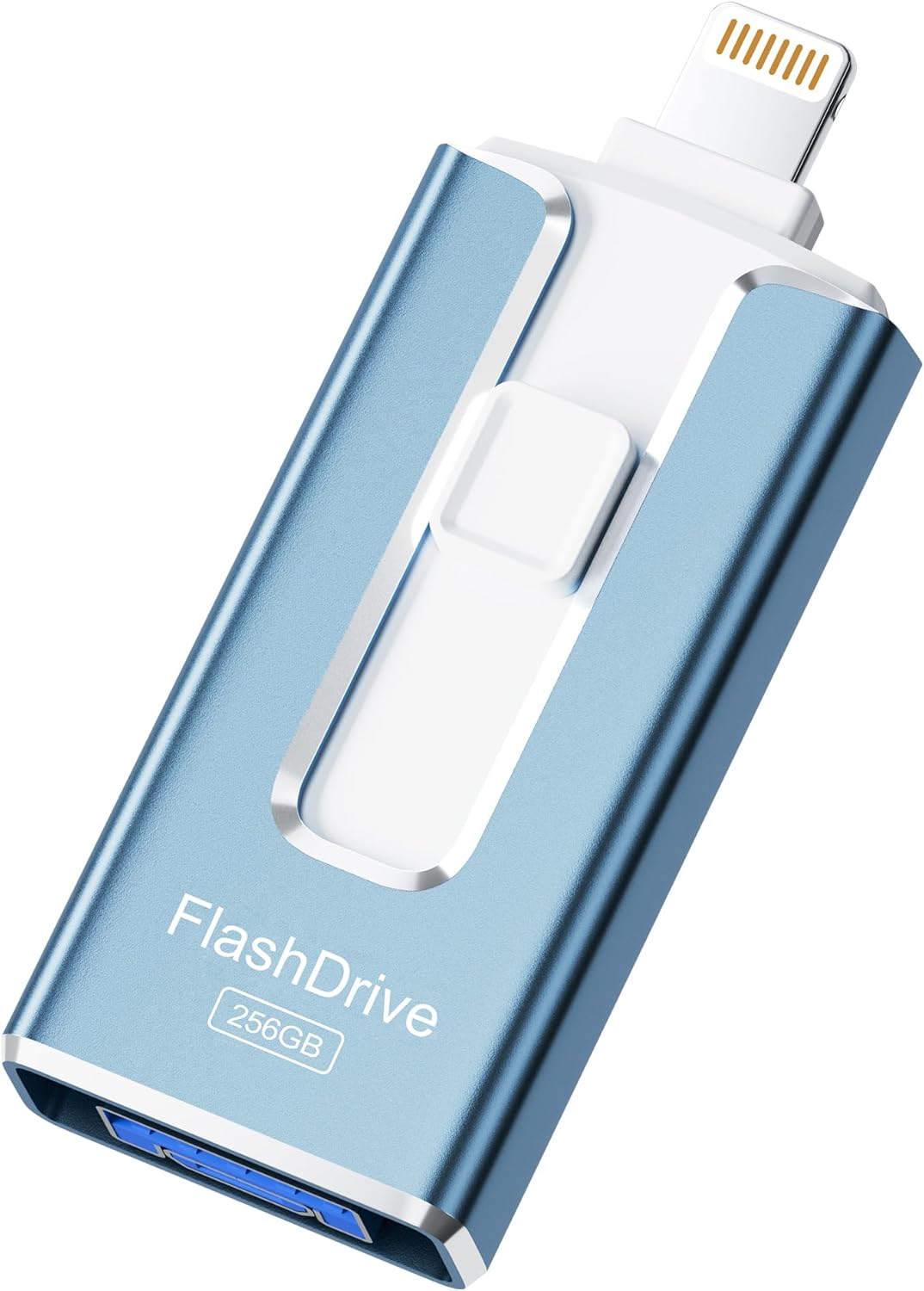 MFi Certified 256GB Flash Drive for iPhone iPad, Photo Stick for External Memory Storage, Easily Back Up and Save Photos Videos, USB Memory Stick Thumb Drive for iPhone/iPad/Android/PC (Blue)