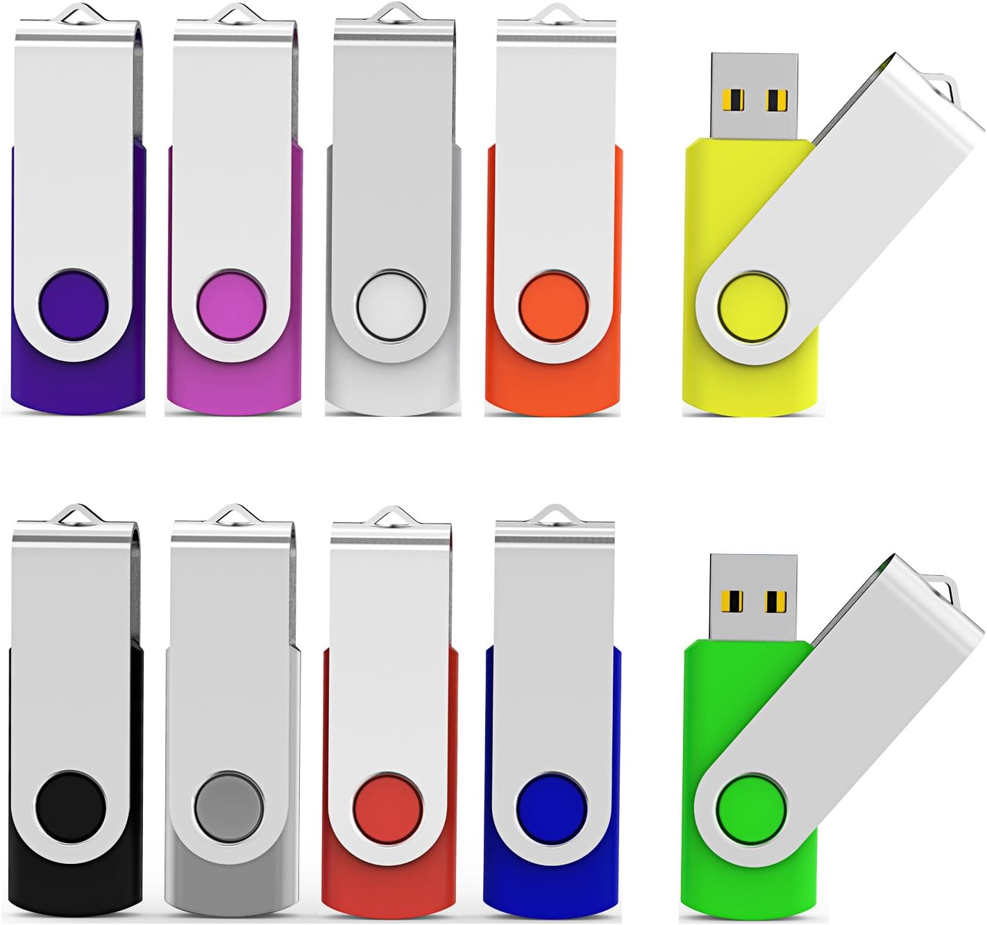 Aiibe 10 Pieces 16 GB USB Flash Drive 16GB USB 2.0 Thumb Drives Bulk Colorful USB Memory Stick Zip Drive Jump Drives for Data Storage, File Sharing (Multicolor, 16G, 10 Pack)