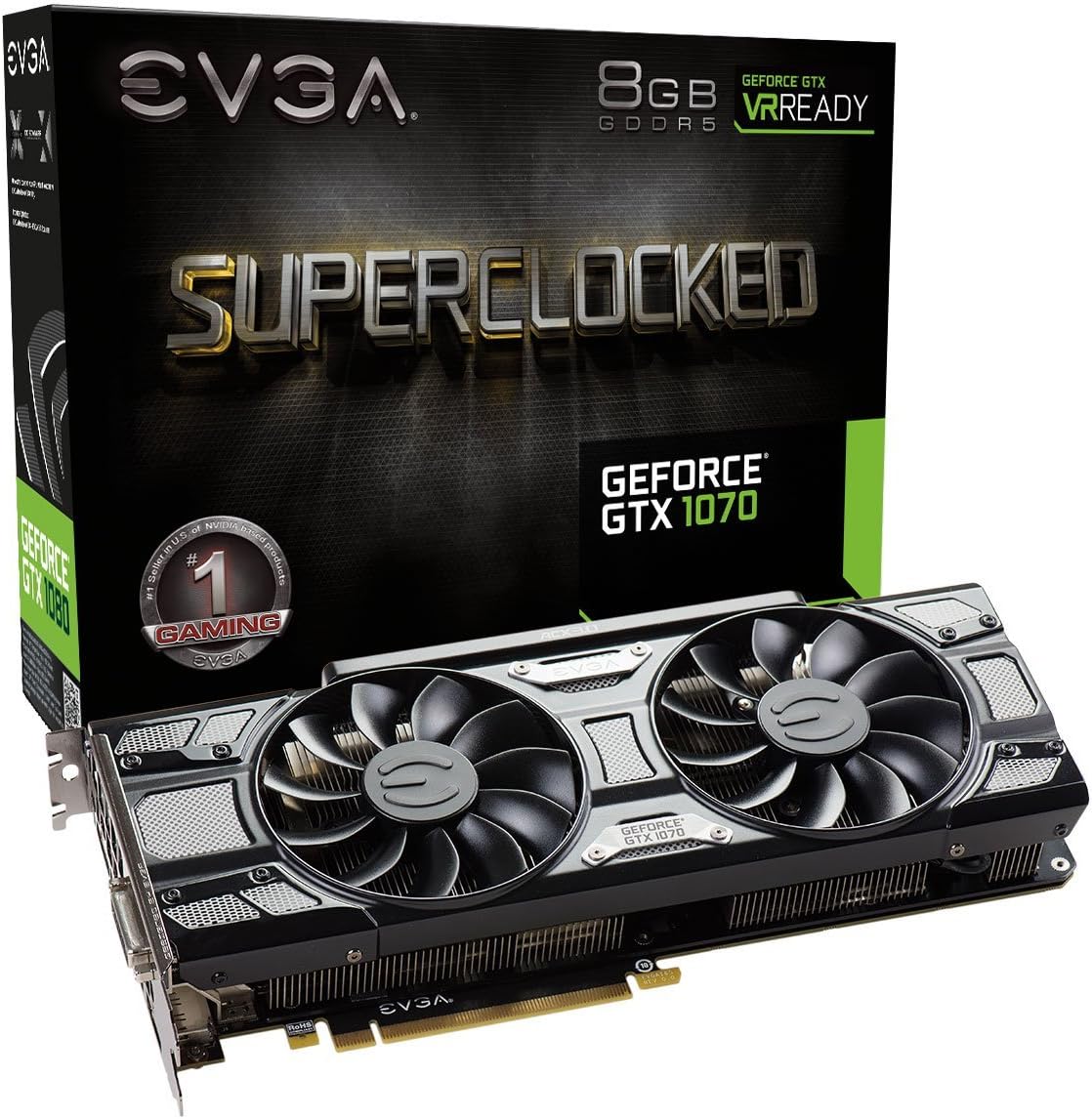 EVGA GeForce GTX 1070 SC GAMING ACX 3.0 Black Edition, 8GB GDDR5, LED, DX12 OSD Support (PXOC) 08G-P4-5173-KR (Renewed)