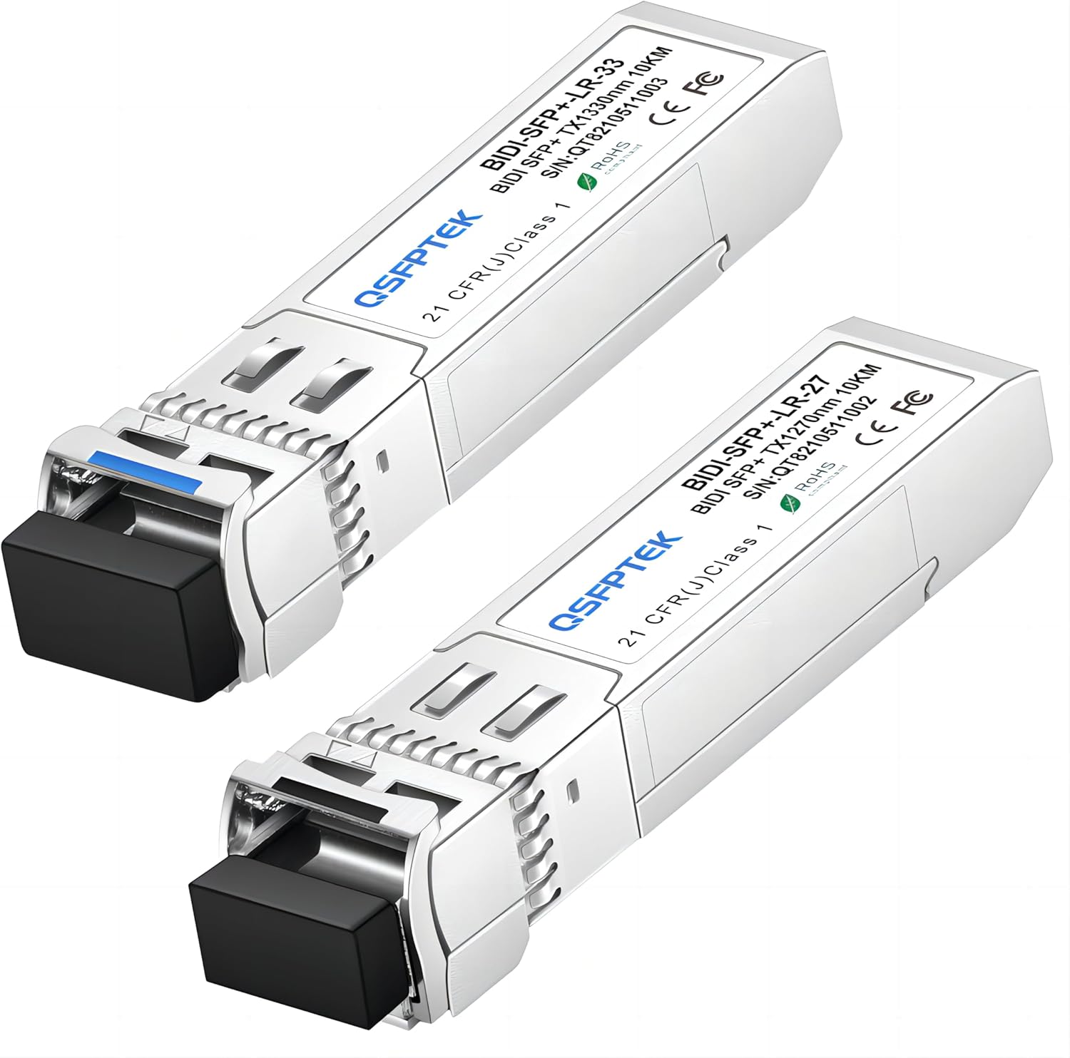 1 Pair 10G SFP+ Bidi Transceivers, 10gbe SFP LC Single-Mode Module, Bi-Directional Mini gbic for Cisco SFP-10G-BXD-I (1330nm-TX/1270nm-RX) / SFP-10G-BXU-I (1270nm-TX/1330nm-RX),10KM, with DDM