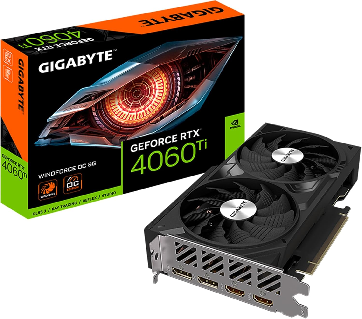 GIGABYTE GeForce RTX 4060 Ti WINDFORCE OC 8G Graphics Card, 2X WINDFORCE Fans, 8GB 128-bit GDDR6, GV-N406TWF2OC-8GD Video Card