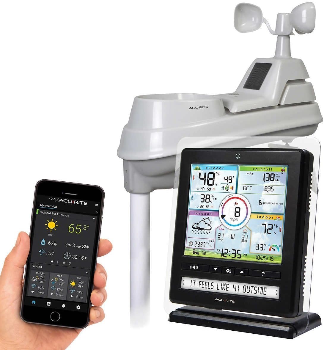 AcuRite Iris (5-in-1) Wireless Indoor/Outdoor Weather Station with Remote Monitoring Alerts for Weather Conditions (01536M)