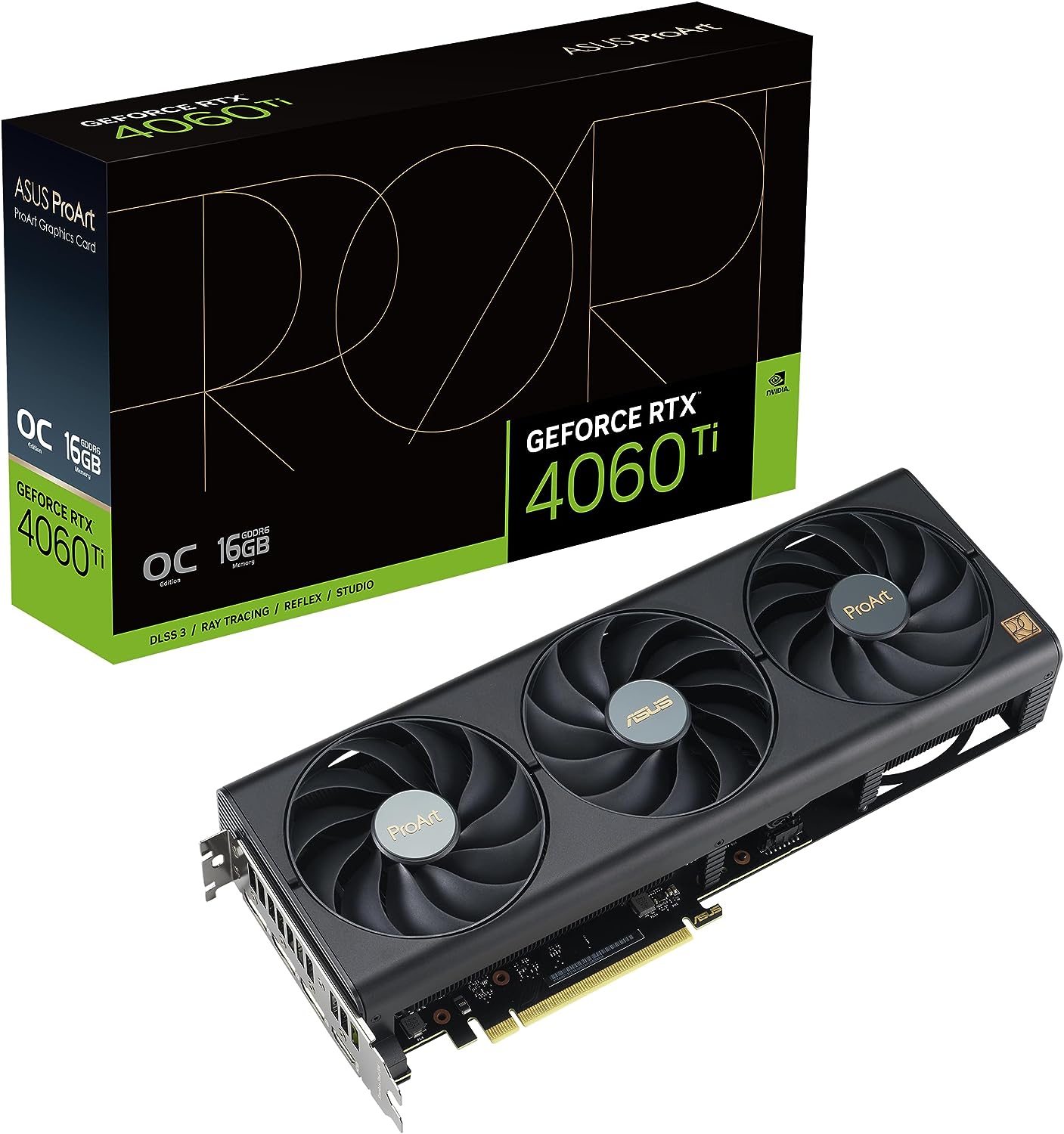 ASUS ProArt GeForce RTX 4060 Ti 16GB OC Edition GDDR6 Graphics Card (PCIe 4.0, 16GB GDDR6, DLSS 3, HDMI 2.1a, DisplayPort 1.4a)