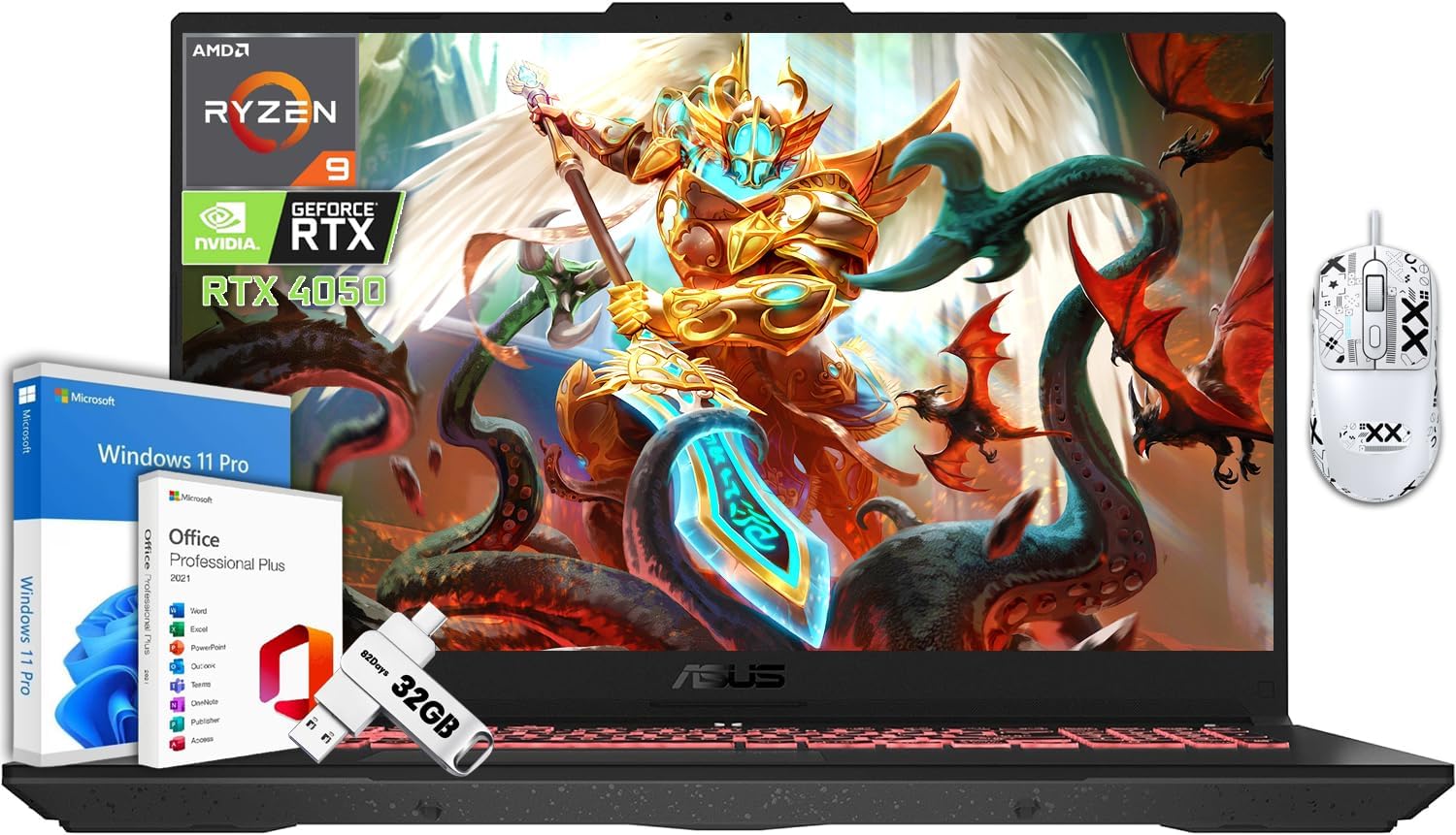 ASUS TUF A17 Gaming Laptop, 17.3″ FHD 144Hz Display, AMD Ryzen 9 7940HS, ‎NVIDIA GeForce RTX 4050, 64GB DDR5 RAM, 1TB SSD, Backlit KB, Microsoft Office Lifetime License & Windows 11 Pro