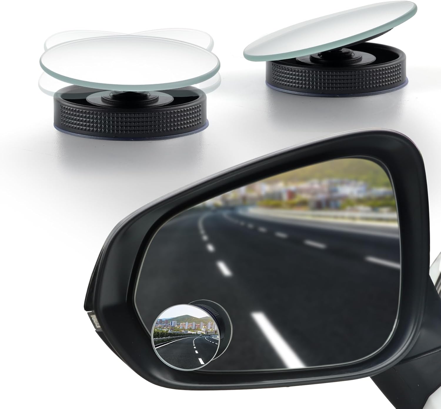 LivTee Blind Spot Car Mirror, 2″ Round HD Glass Frameless Convex Side Mirror Blindspot, Reusable 360° Wide Angle Rear View Car Mirrors with Powerful Adjustable Suction Cup – Exterior Mirrors