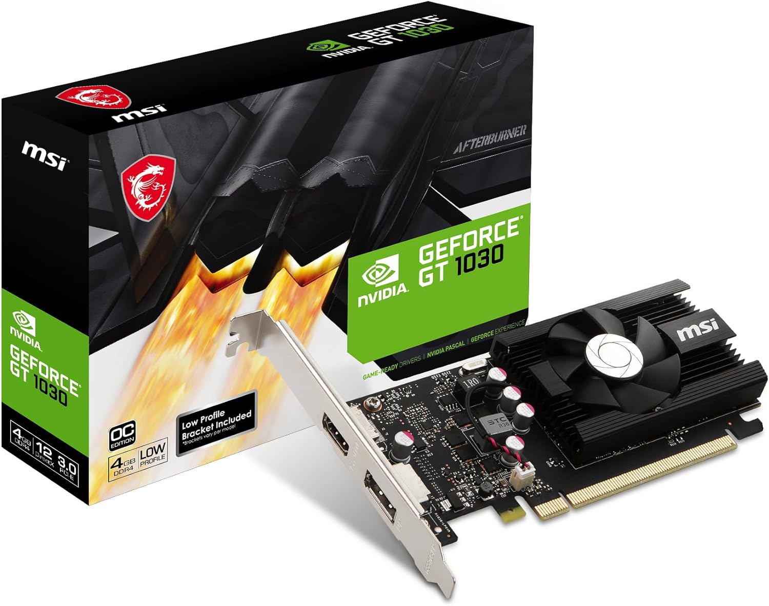 MSI Gaming GeForce GT 1030 4GB GDRR4 64-bit HDCP Support DirectX 12 DP/HDMI Single Fan OC Graphics Card (GT 1030 4GD4 LP OC)