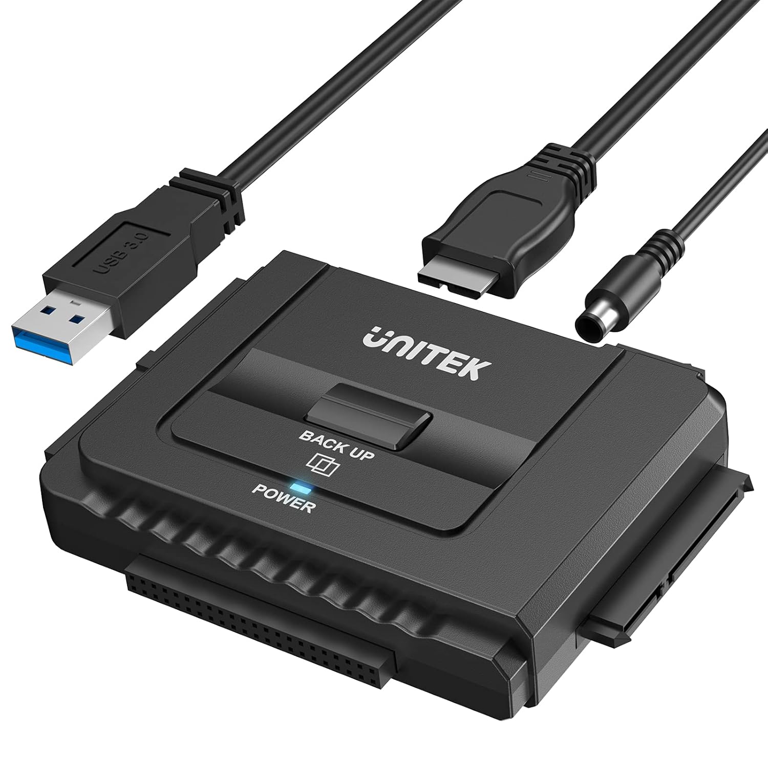 Unitek USB 3.0 to IDE and SATA Converter External Hard Drive Adapter Kit for Universal 2.5/3.5 HDD/SSD Hard Drive Disk, One Touch Backup Function, Included 12V/2A Power Adapter