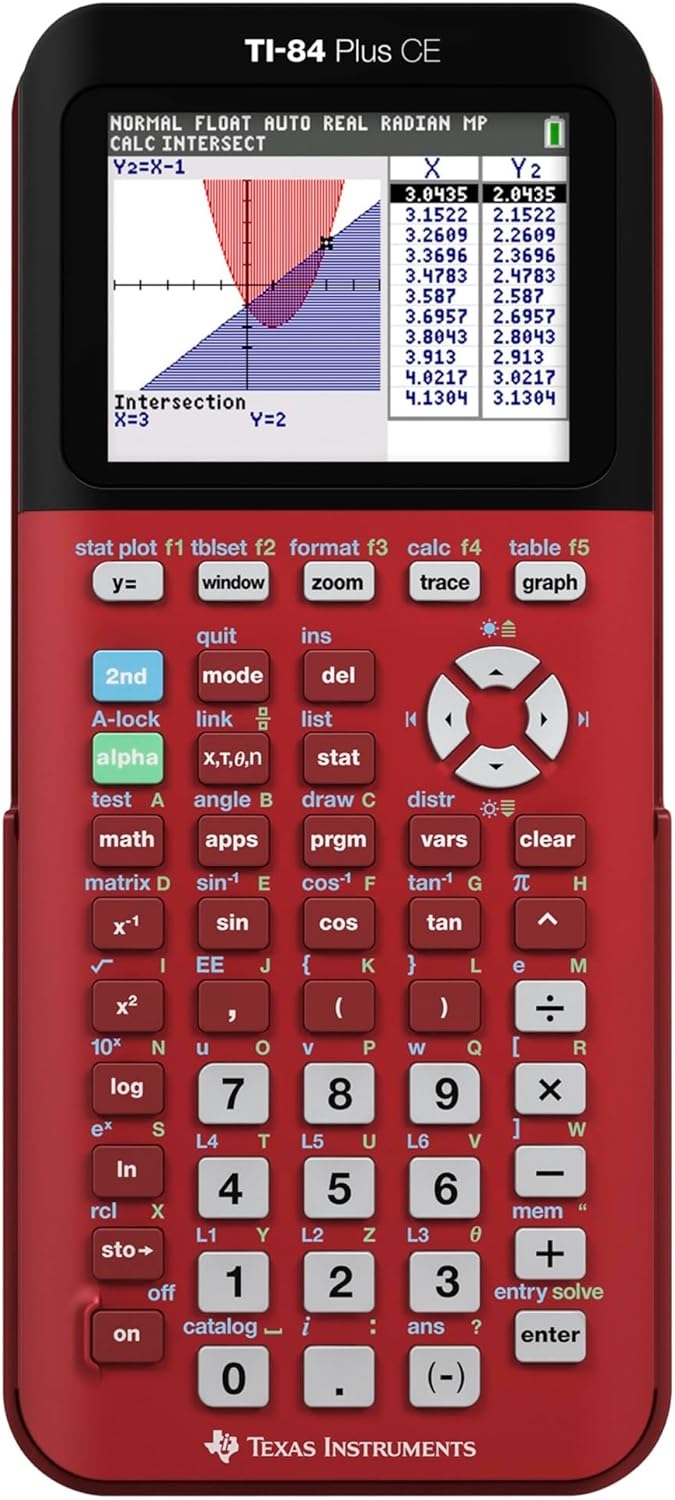 Texas Instruments TI-84 Plus CE Color Graphing Calculator, Radical Red Small