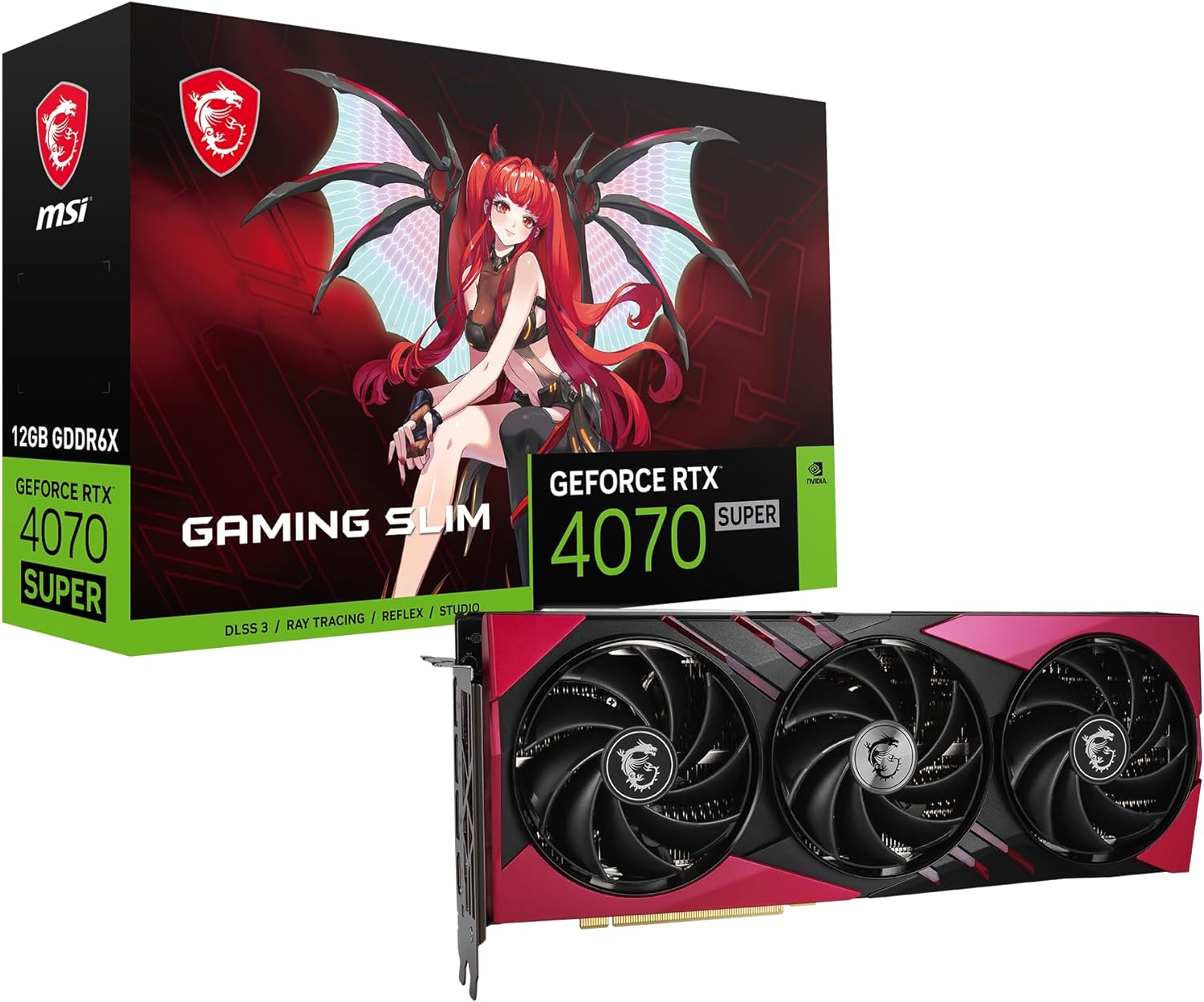 MSI Gaming RTX 4070 Super 12G Gaming X Slim MLG Graphics Card (NVIDIA RTX 4070 Super, 192-Bit, Extreme Clock: 2655 MHz, 12GB GDRR6X 21 Gbps, HDMI/DP, Ada Lovelace Architecture)