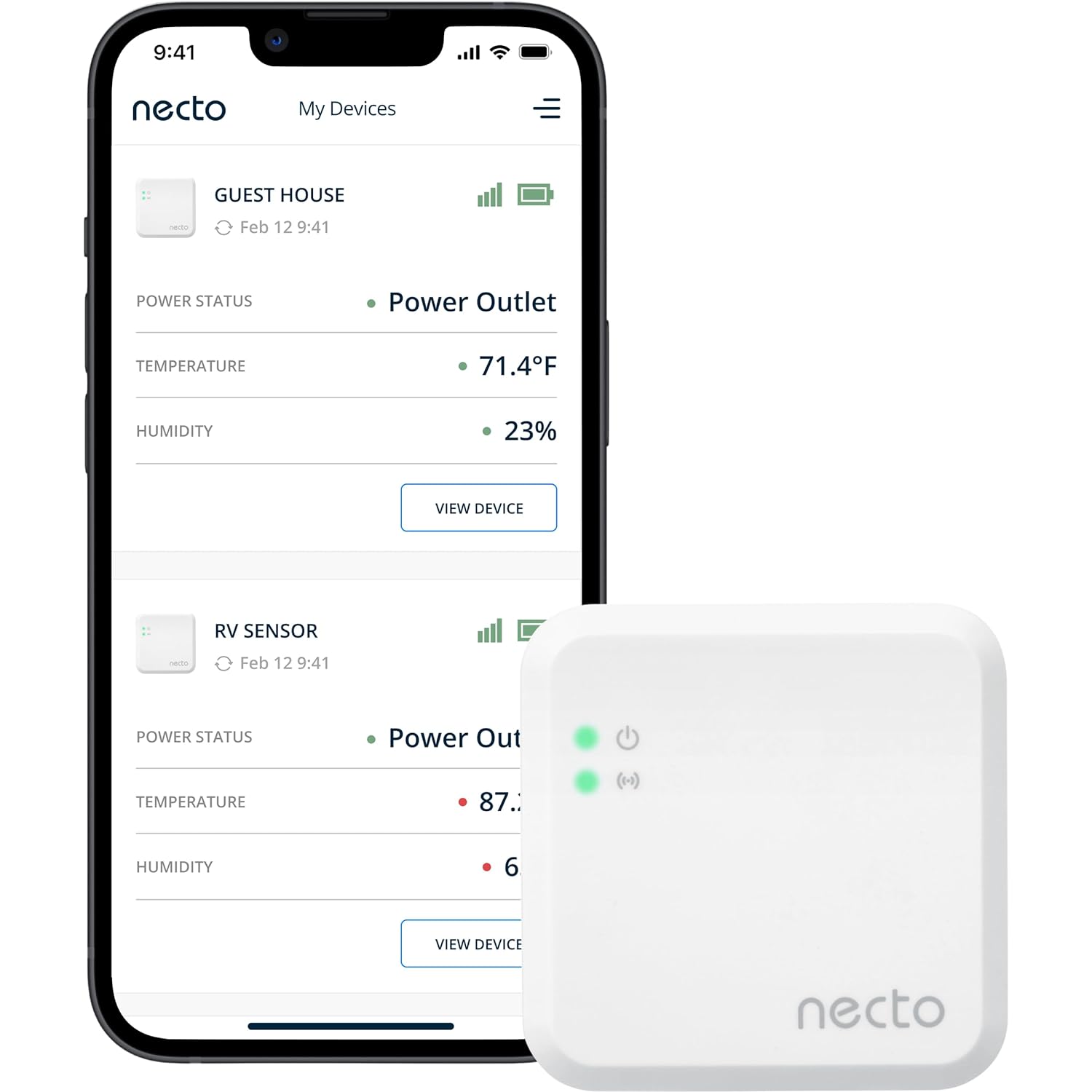 Necto RV Temperature & Humidity Monitor – [4G LTE] No Monthly Fees and No WiFi Required – Power Outage Sensor, Instant Alerts, for Pet Safety & Home