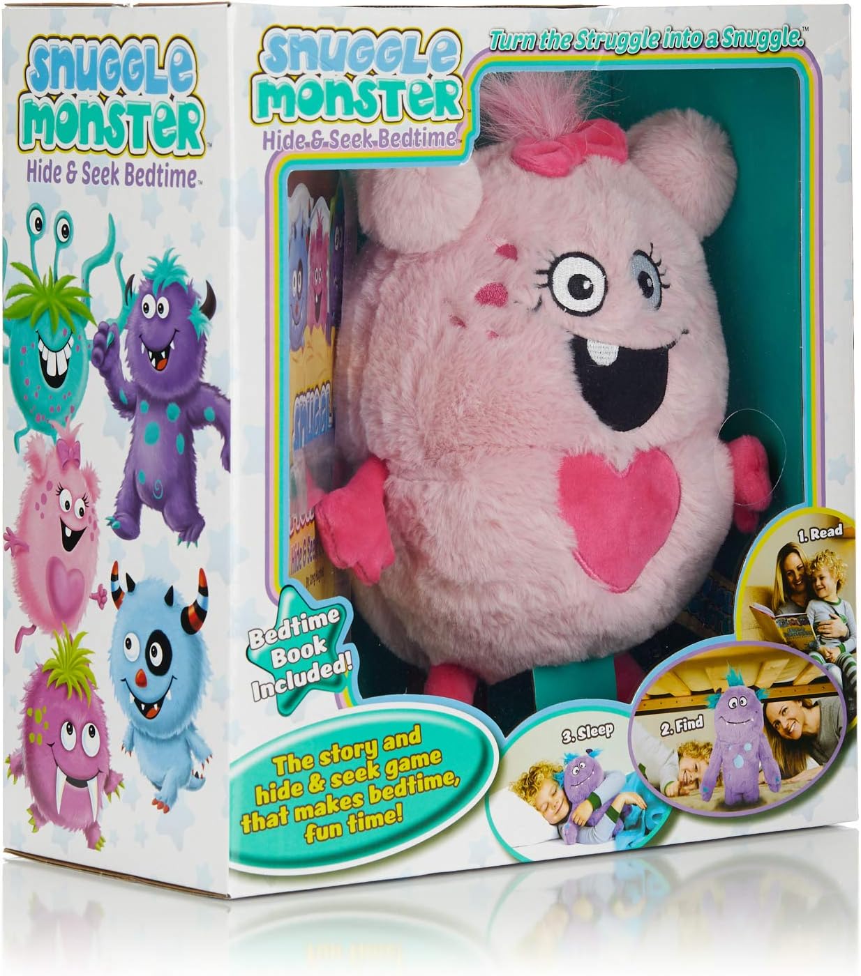 Continuum Games Snuggle Monster – Hide and Seek Bedtime Plush Toy and Book – Pink