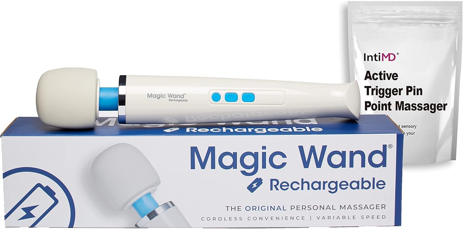 Original Magic Wand Rechargeable Vibratex Personal Massager with IntiMD Powered Trigger Point Massager Kit