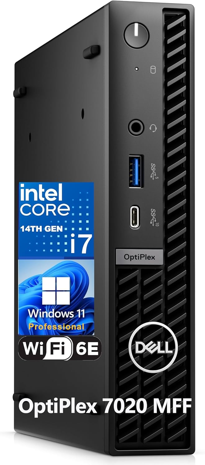 Dell OptiPlex 7020 MFF 7000 Series Micro Form Factor Mini Business Desktop Computer, 14th Gen Intel 20-Core i7-14700T up to 5.2GHz, 32GB DDR5 RAM, 1TB PCIe SSD, WiFi 6E, RJ-45, Windows 11 Pro