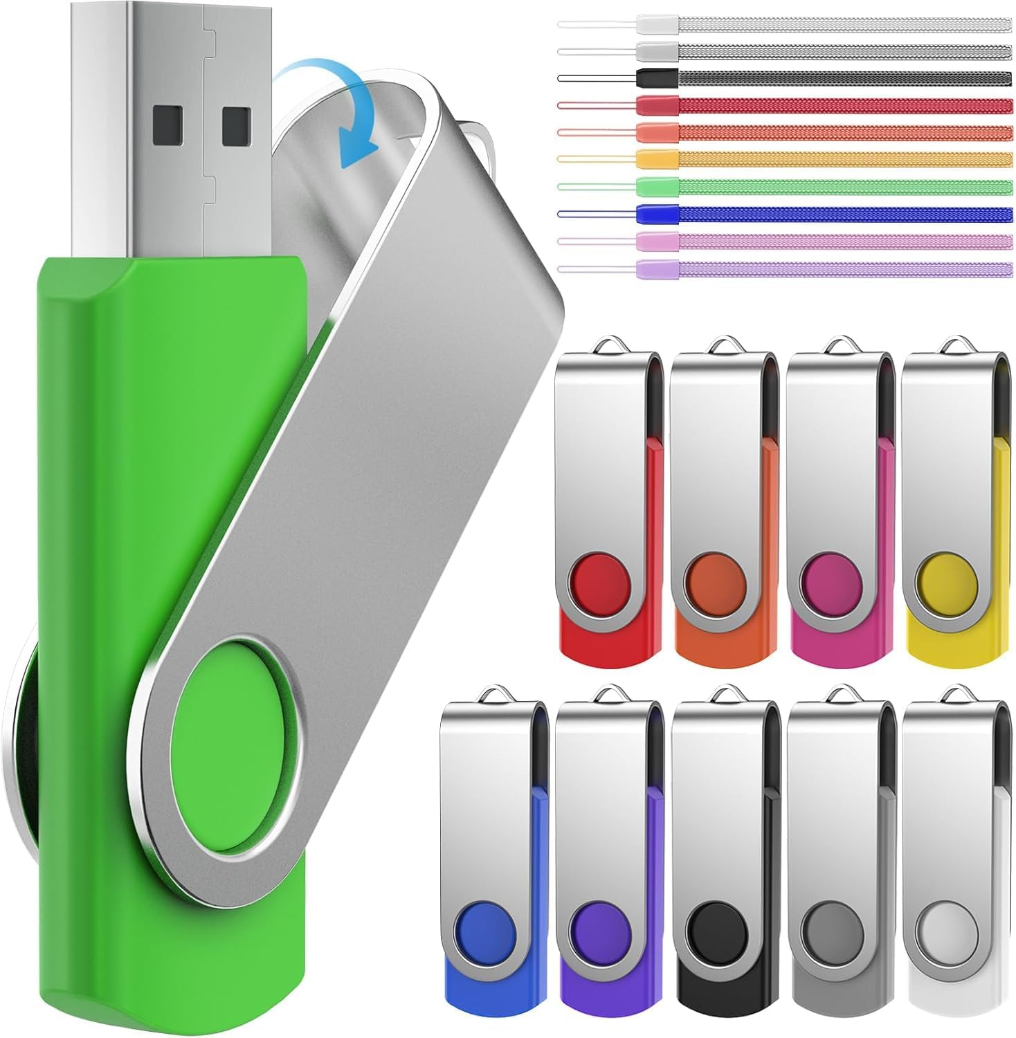 64GB Flash Drive 10 Pack USB Flash Drives Thumb Drive High Capacity USB 2.0 Memory Stick 64 GB Jump Drive Pen Drive Zip Drive High Speed for Data Storage