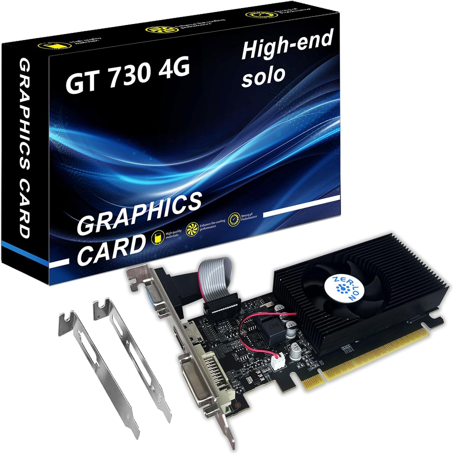 NVIDIA GT 730 Graphics Card, Computer Low Profile GPU, 4GB 128Bit GDDR3 PCIe x16, HDMI/VGA/DVI, DirectX 11, PhysX, OpenGL 3.1, Desktop Gaming Video Card, Support 2K (with Bracket)