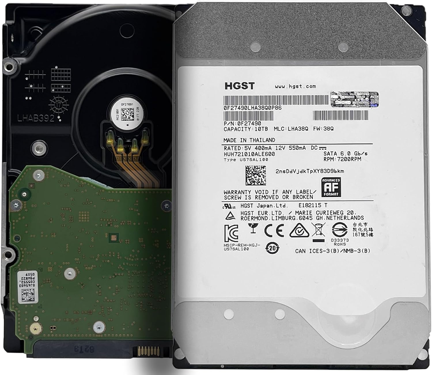 HGST Ultrastar He10 | HUH721010ALE600 (0F27452) | Power Disable | 10TB SATA 6.0Gb/s 7200 RPM 256MB Cache 3.5in HDD | 512e | Enterprise Hard Drive (Renewed)