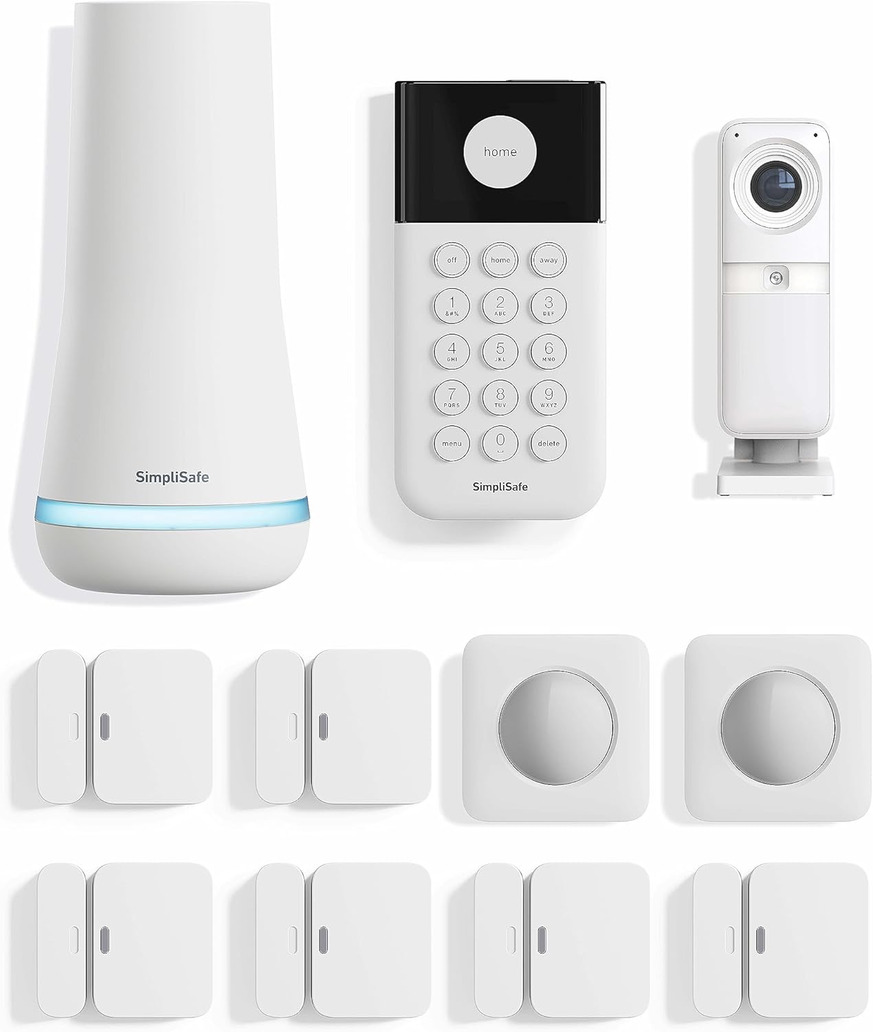 SimpliSafe 11 Piece Wireless Home Security System Gen 3 with Wireless Indoor HD Camera – Optional 24/7 Professional Monitoring – No Contract – Compatible with Alexa and Google Assistant,White