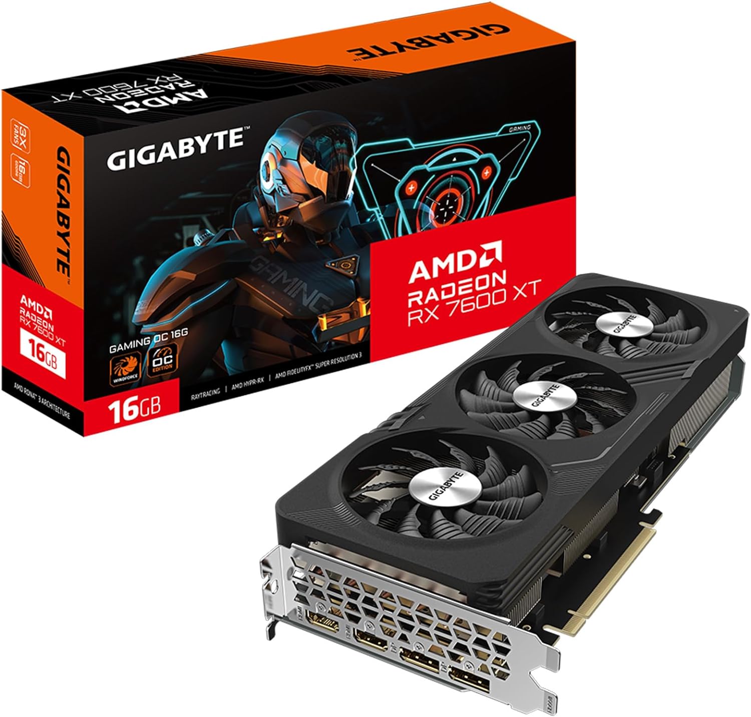 GIGABYTE Radeon RX 7600 XT Gaming OC 16G Graphics Card, 3X WINDFORCE Fans 16GB 128-bit GDDR6, GV-R76XTGAMING OC-16GD Video Card