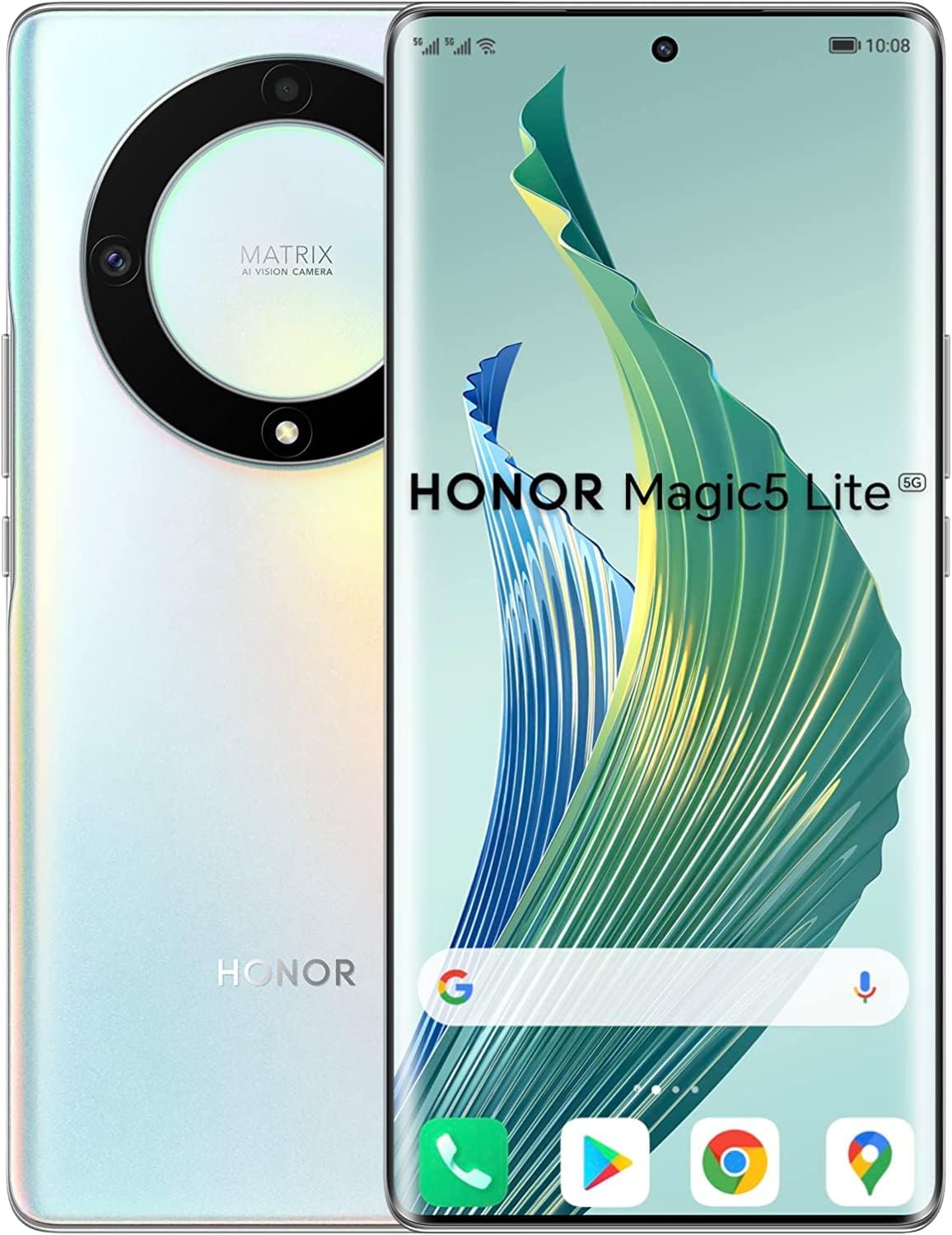 Honor Magic5 Lite Dual-SIM 256GB ROM + 8GB RAM (Only GSM | No CDMA) Factory Unlocked 5G Smartphone – (Silver)