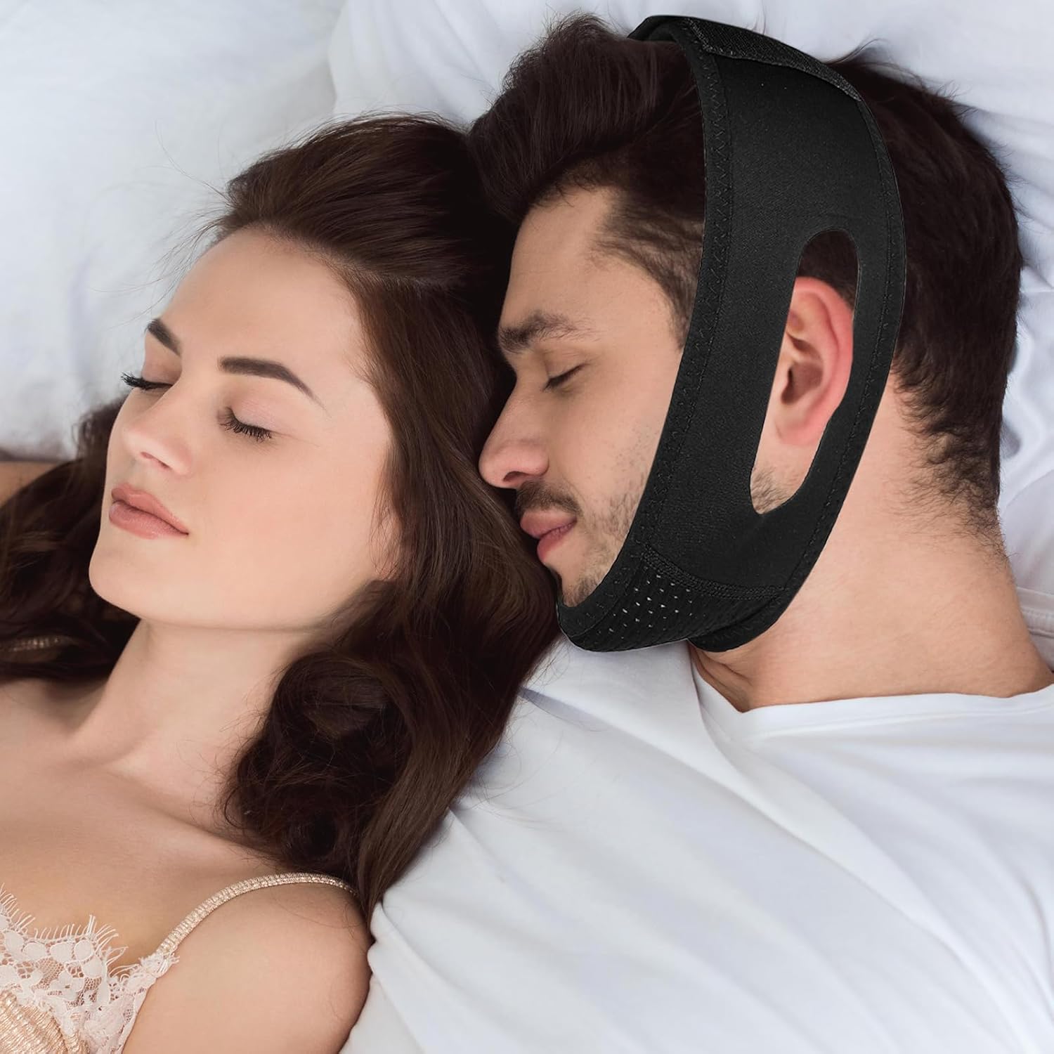 Chin Strap for Sleeping, Anti Snoring Devices, Effective Snoring Solution, Adjustable Breathable Anti Snoring Chin Strap, Suitable for Both Men and Women, Skin-Friendly Comfortable Sleeping, 67cm