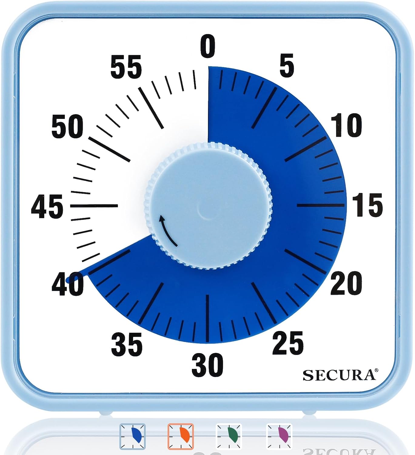 Secura 7.5 Inch Visual Timer, 60 Minute Visual Oversize Countdown Timer for Kids and Adults, Durable Mechanical Time Management Tool (Blue)