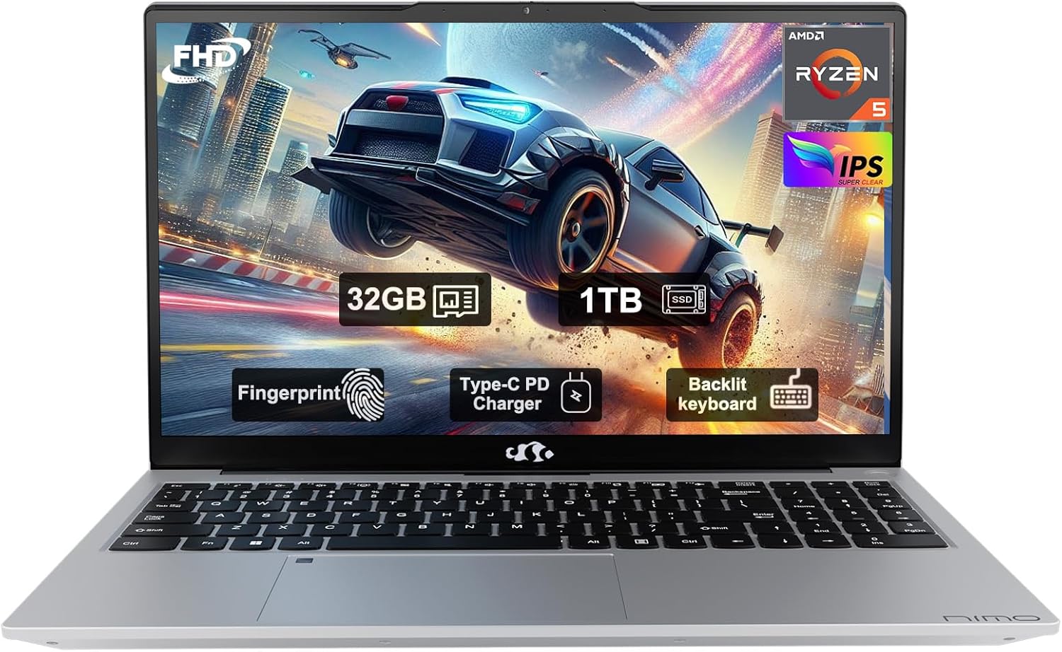 15.6″ FHD IPS Business Laptop, 32GB RAM 1TB SSD, AMD Ryzen 5(Beat i3-1215U, 4 Cores Up to 3.7GHz), 65W Type-C, 2 Years Warranty, Fingerprint, Backlit Keyboard, Wi-Fi 5, BT5.2, Numpad