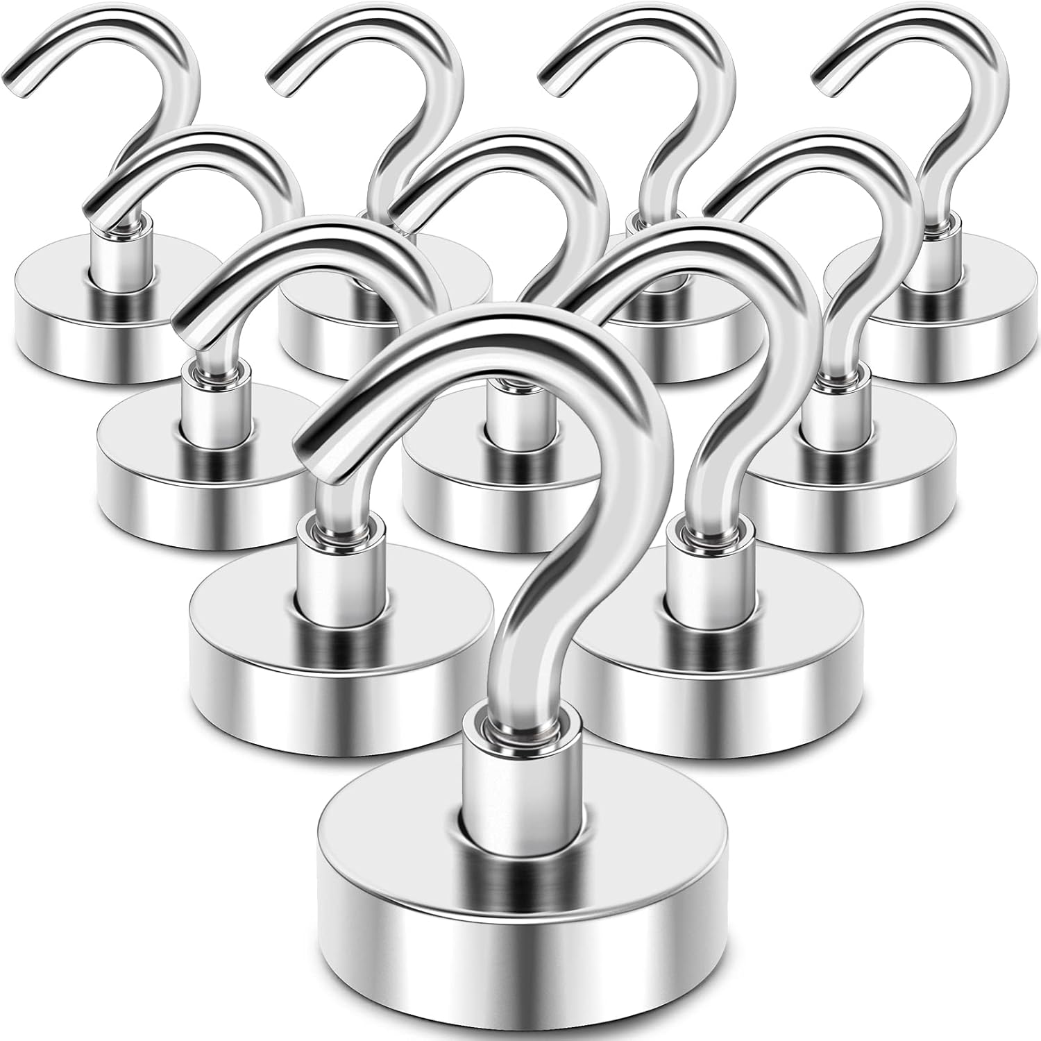 MIKEDE Magnetic Hooks Heavy Duty, 28Lbs Neodymium Magnets with Hooks for Refrigerator, 10Pcs Strong Cruise Hooks for Hanging, Magnetic Hanger for Grill, Toolbox, Storage