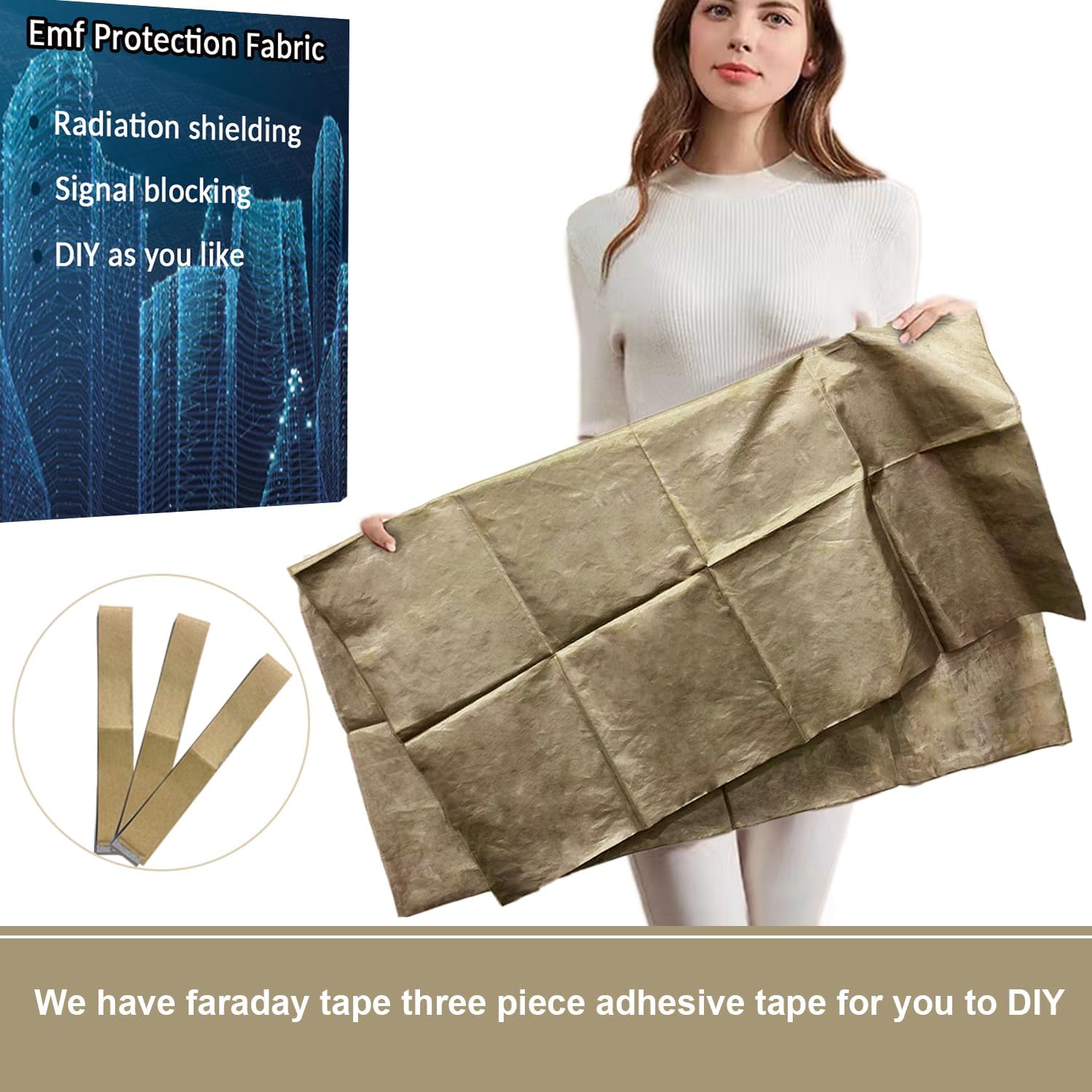 Farday Fabric Faraday Cage DIY Wireless Shield Material Military Grade Conductive Material for Radiation Reduce & Signal Blocking Cellular Signal, WiFi, Bluetooth, GPS, Shields RF Signals 44″X 108″