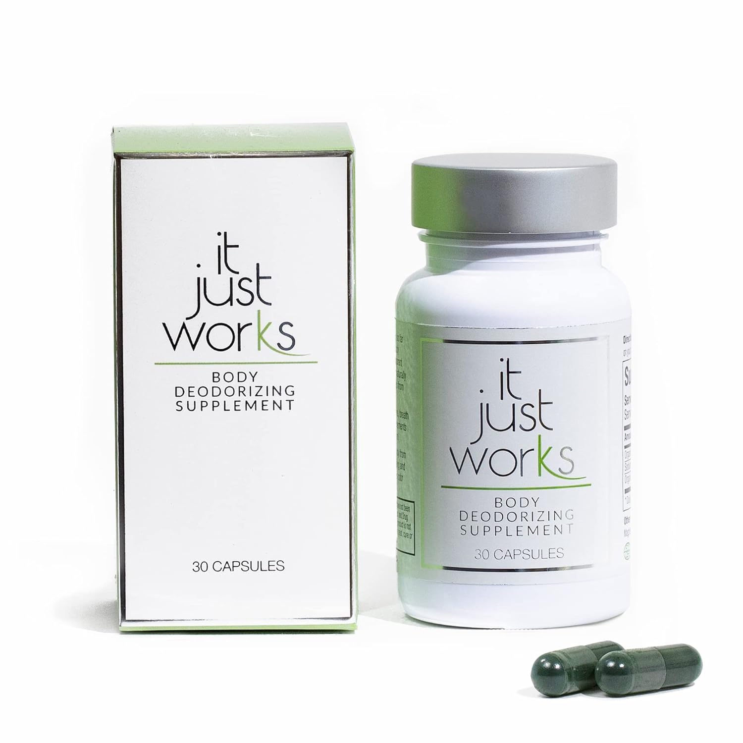 It Just Works All Natural Full Body Deodorizing Supplement for Underarms and Private Parts | Vegan & Organic Deodorant That Works from The Inside Out (30 Count)