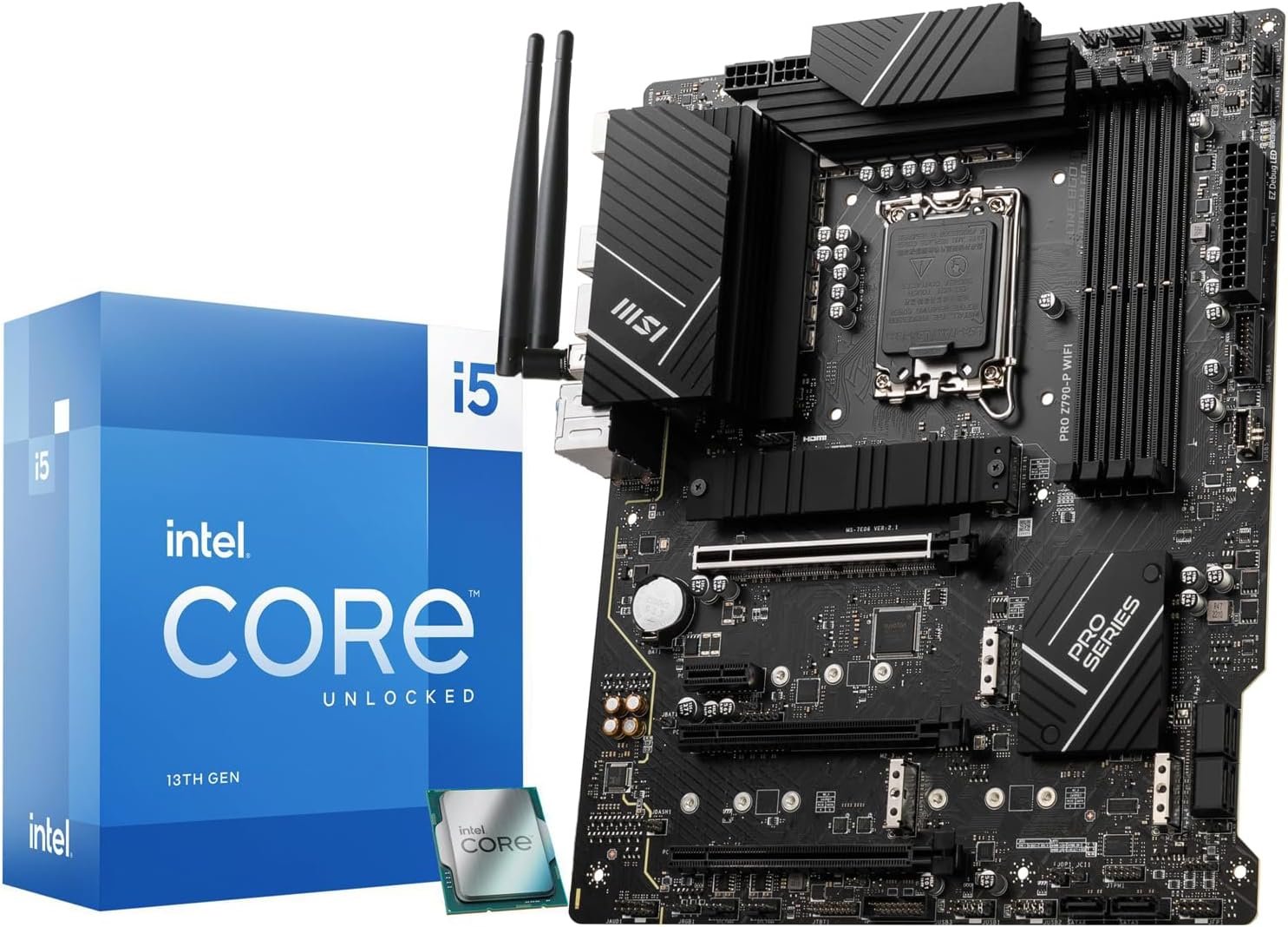 INLAND Micro Center Intel Core i5-13600K Desktop Processor 14 (6P+8E) Cores up to 5.1 GHz Unlocked CPU with Integrated Graphics Bundle with Pro Z790-P WiFi DDR4 LGA 1700 ATX Motherboard